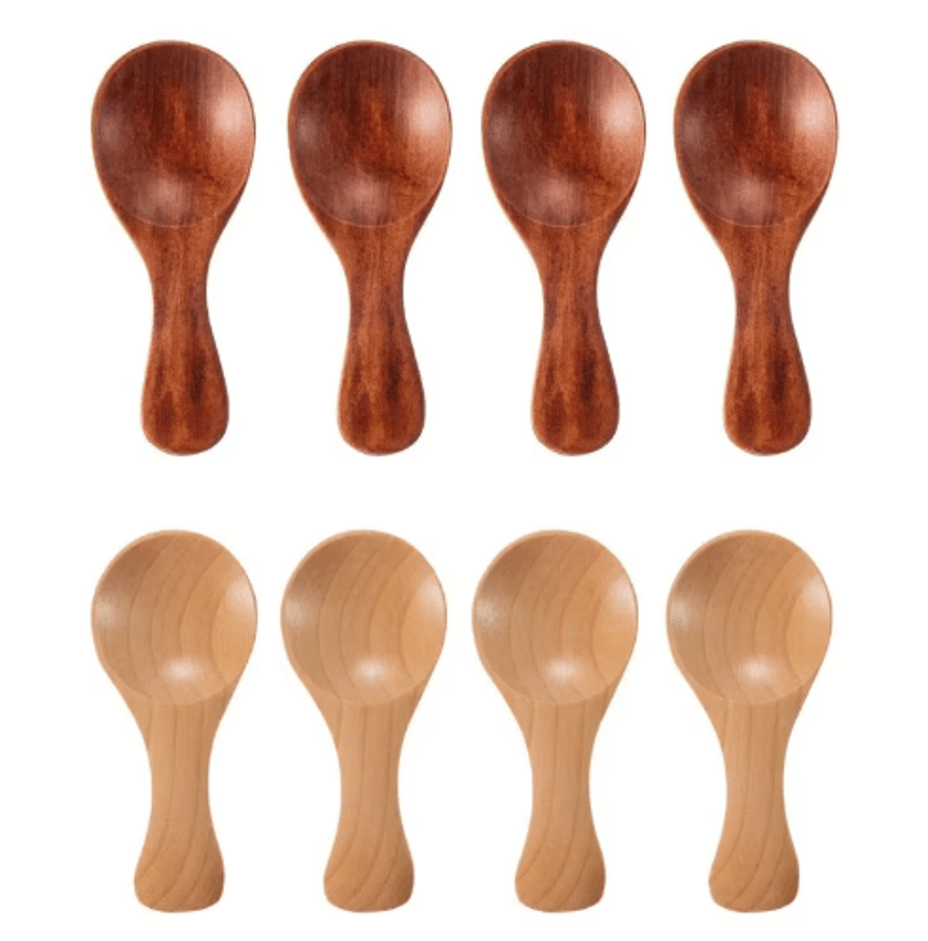Mini Wooden Spice  Coffee Spoons Set 4Piece Short Handle 5