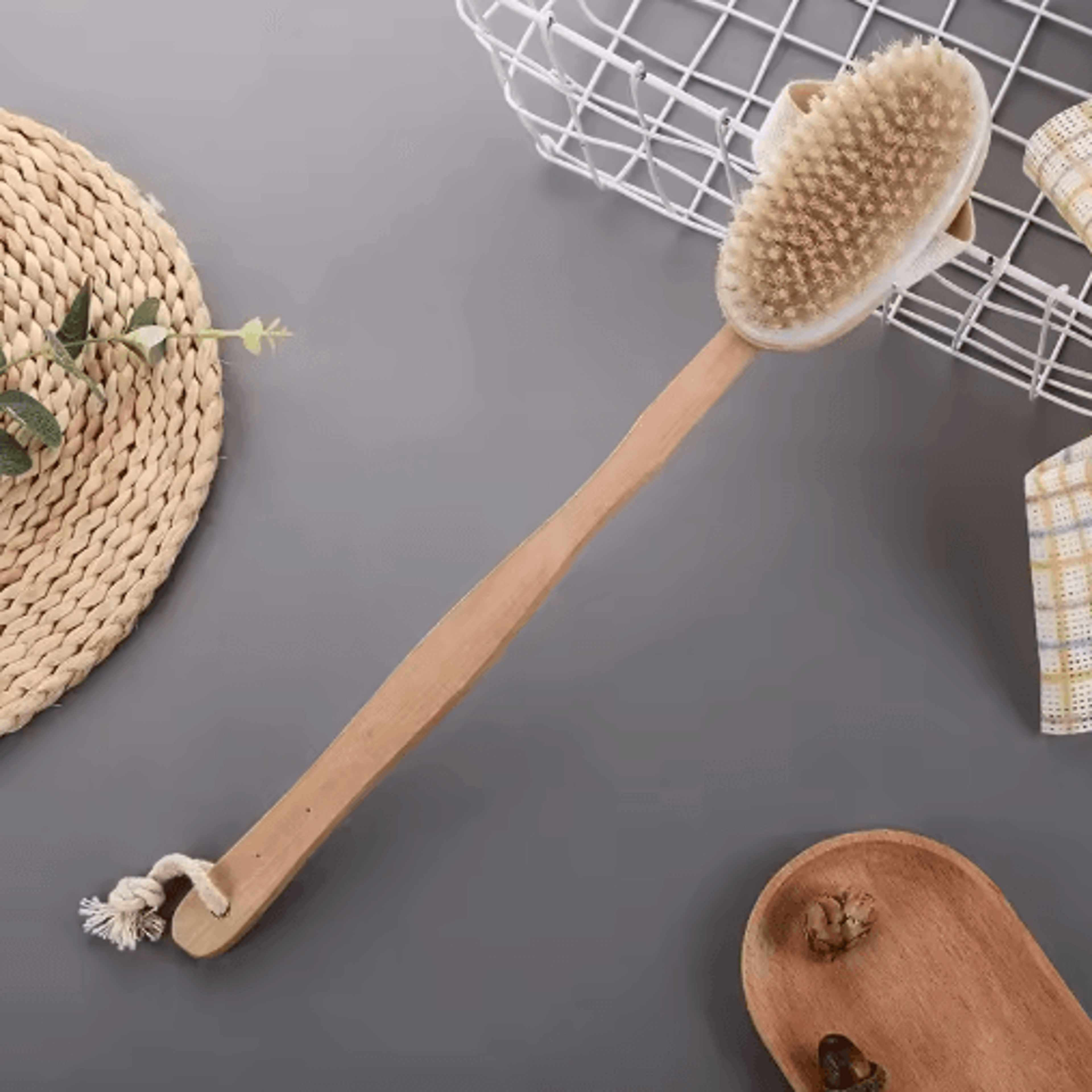 2in1 Dry Skin Body Massage Brush With Natural Bristles 6