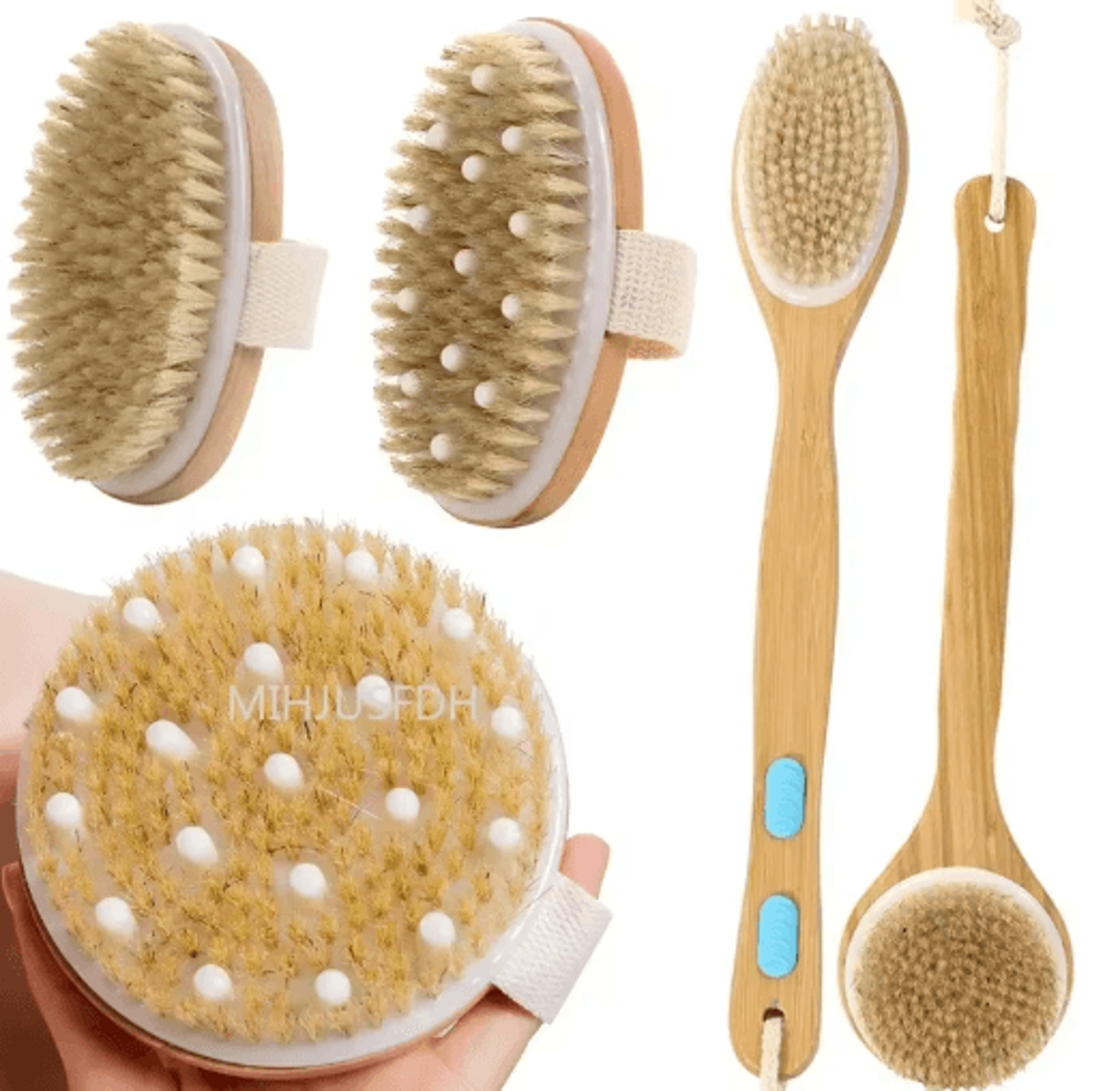 2in1 Dry Skin Body Massage Brush With Natural Bristles 14