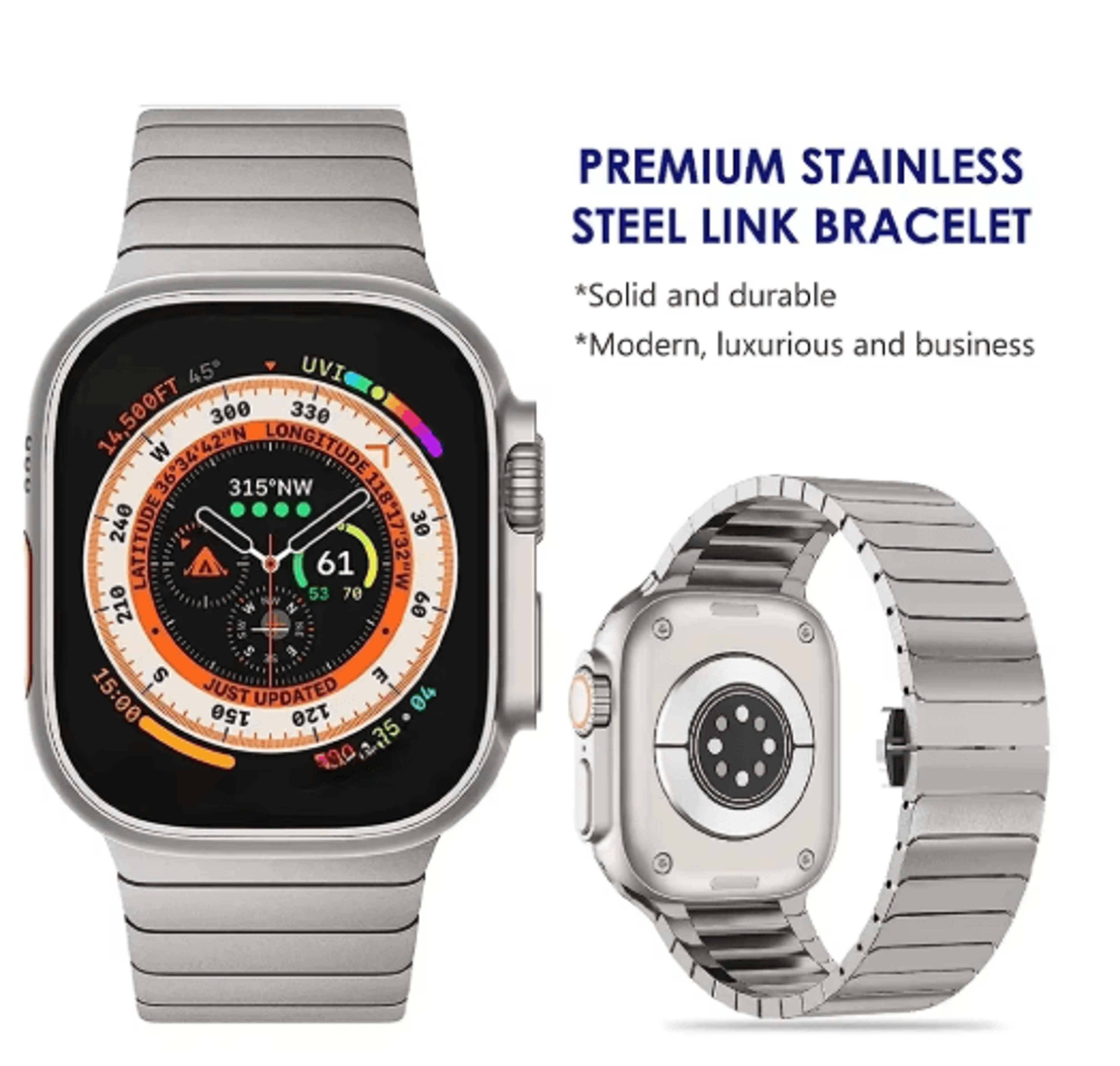 Titanium Color Stainless Steel Band For Apple Watch Ultra And Series 0