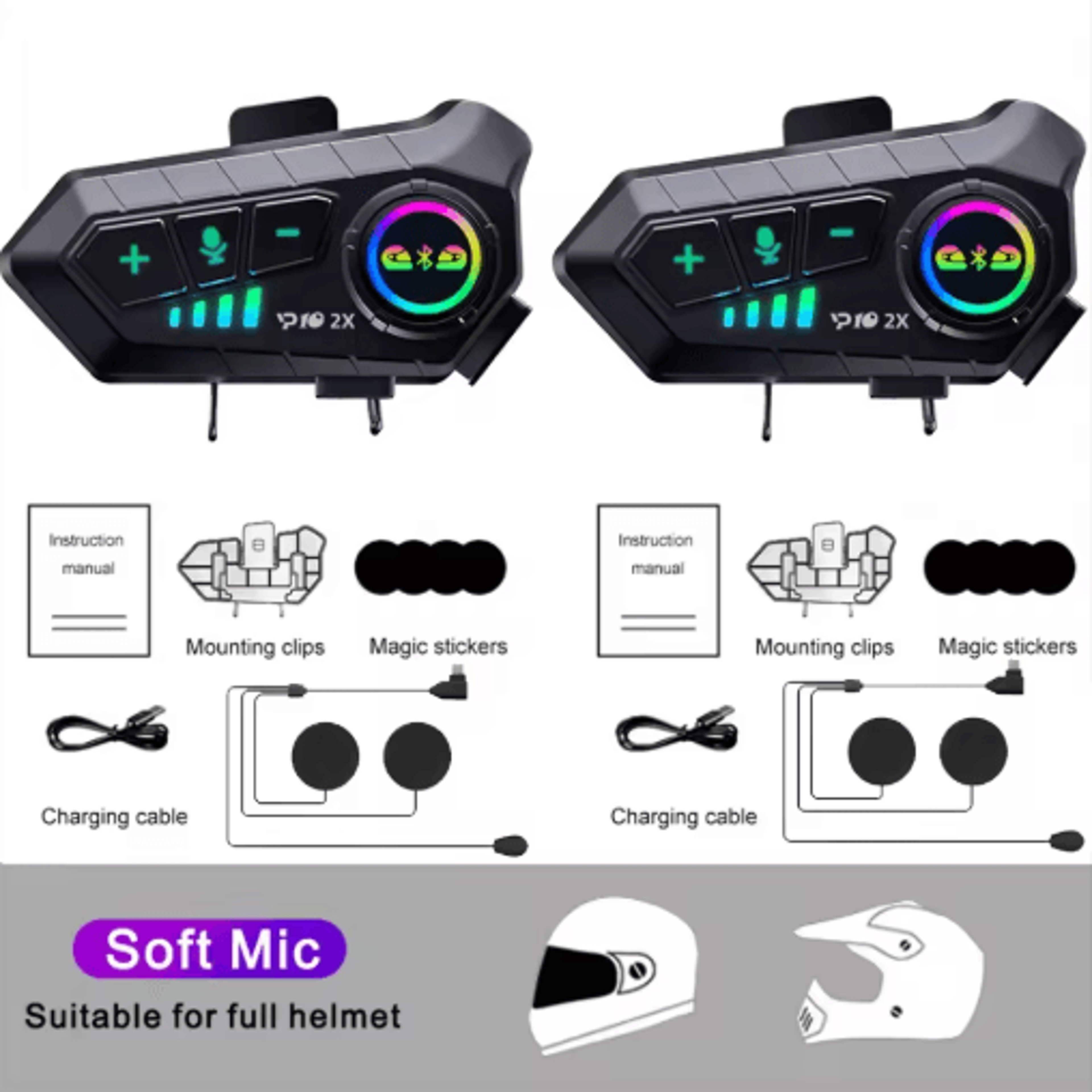 Kebidumei YP10 2X Bluetooth 53 Motorcycle Helmet Intercom Headset 2