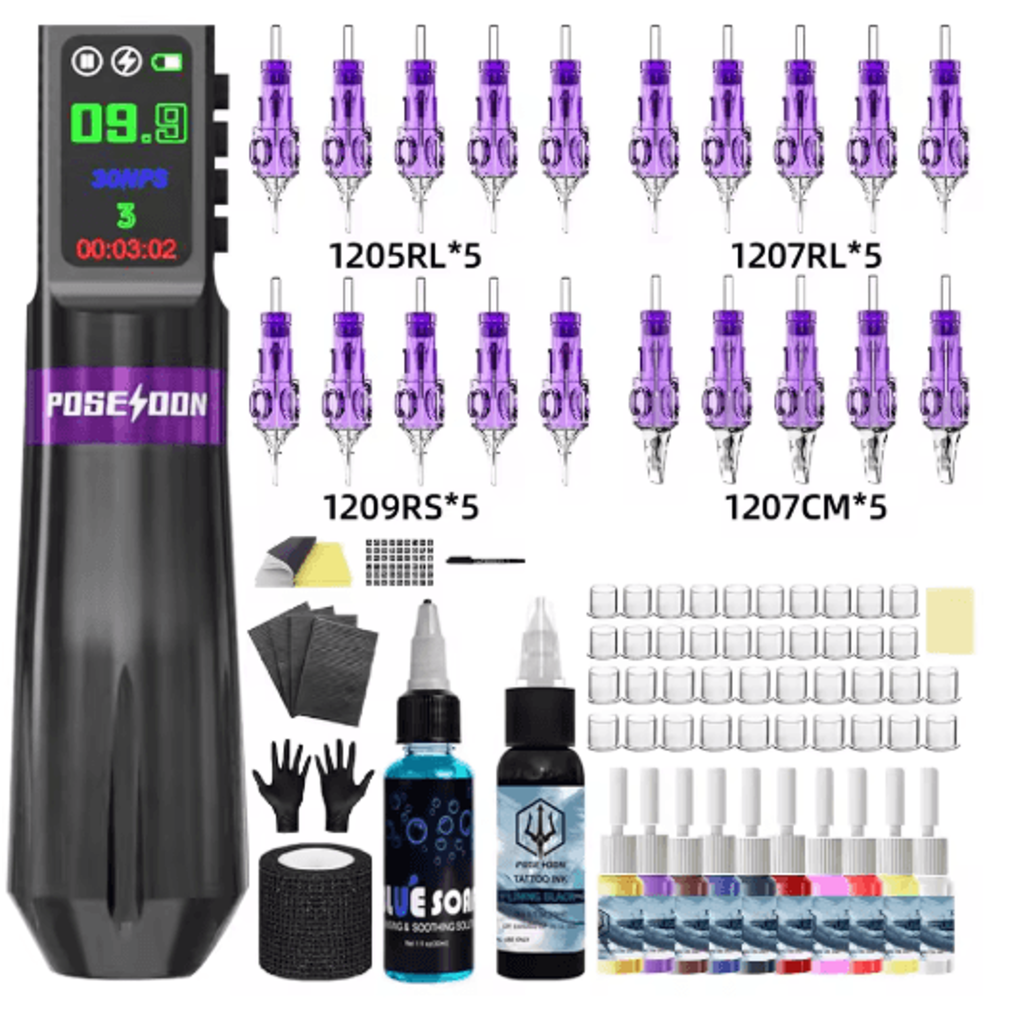 POSEIDON New Memory Wireless Tattoo Pen Kit Professional Permanent Makeup Machine 11