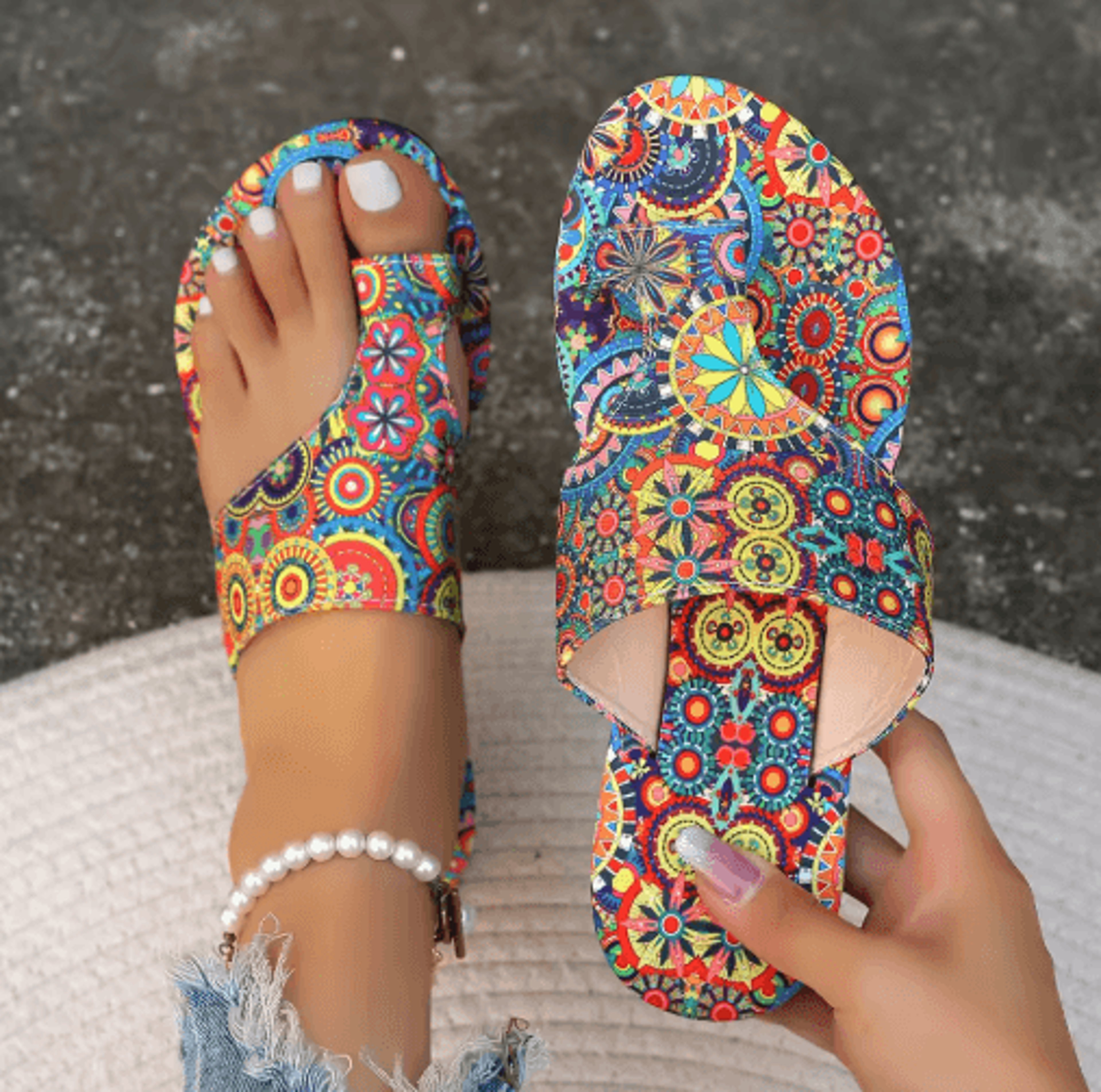 Womens Bohemian Flower Flip Flop Slippers  Lightweight Casual Home  Summer Slides 0
