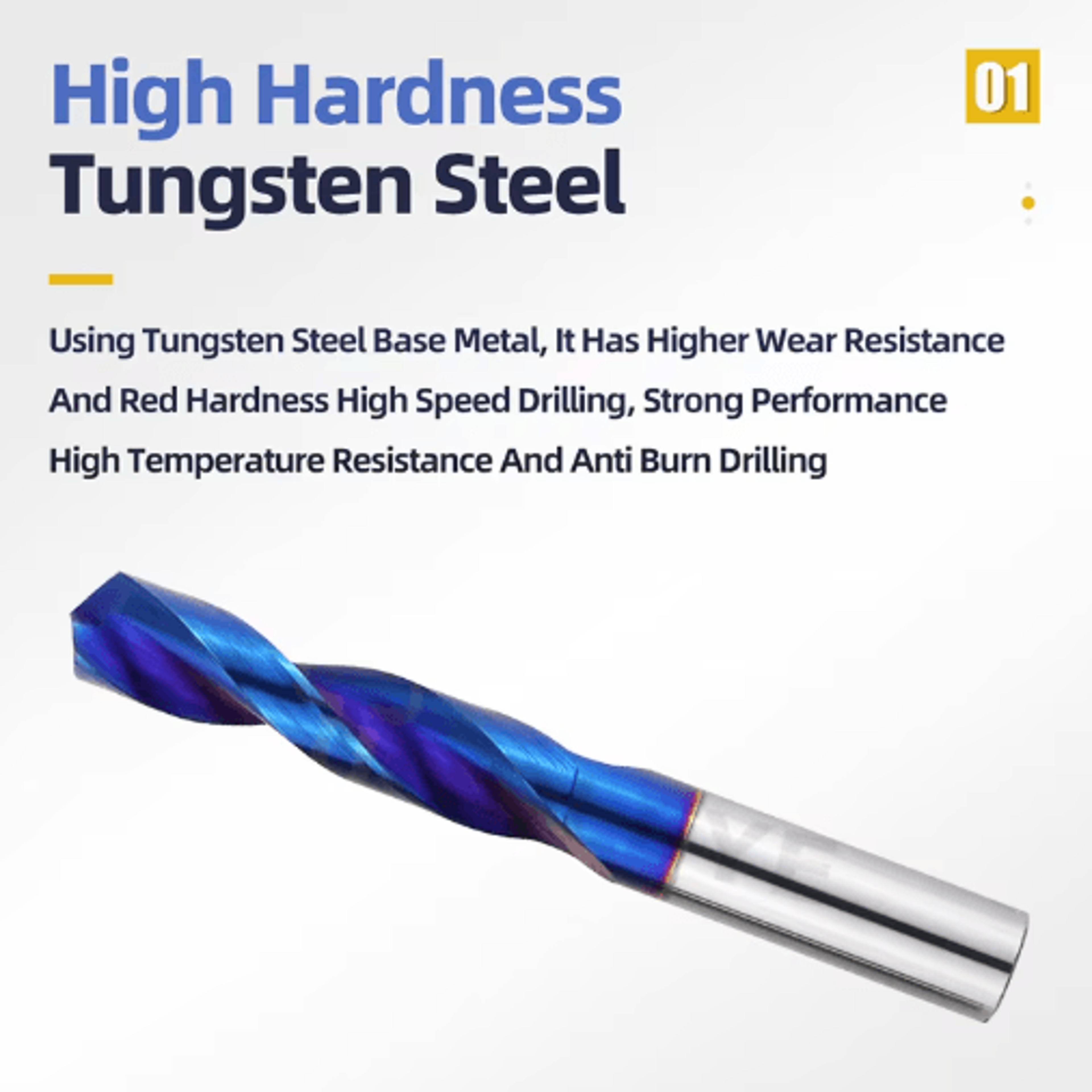 TOOLEYE Tungsten Steel Carbide Drill Bits For Precision Metalworking 10200mm 7