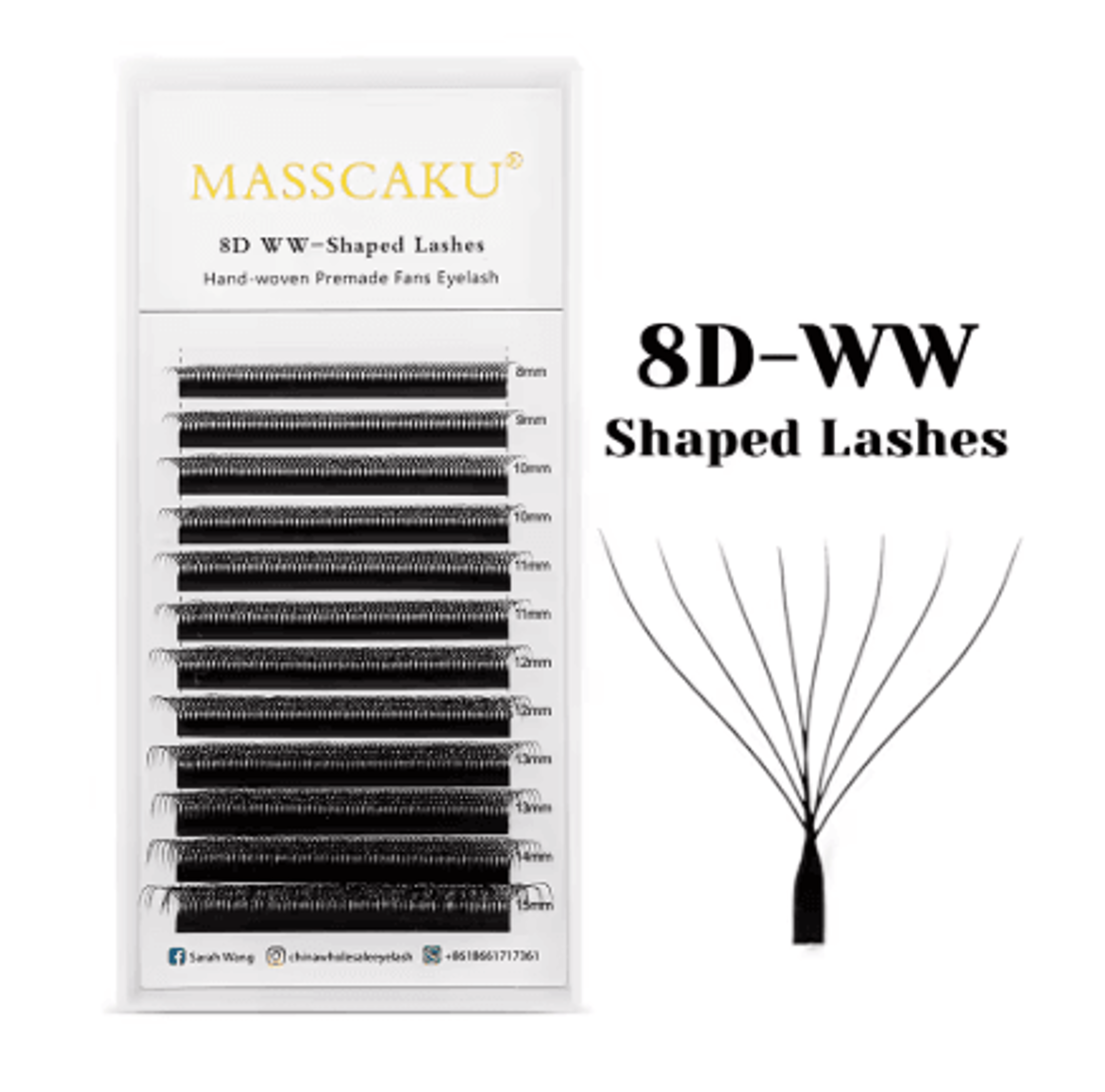 MASSCAKU W Shape Pre Made Mink Lash Extensions 3D 6D 12 Lines 4