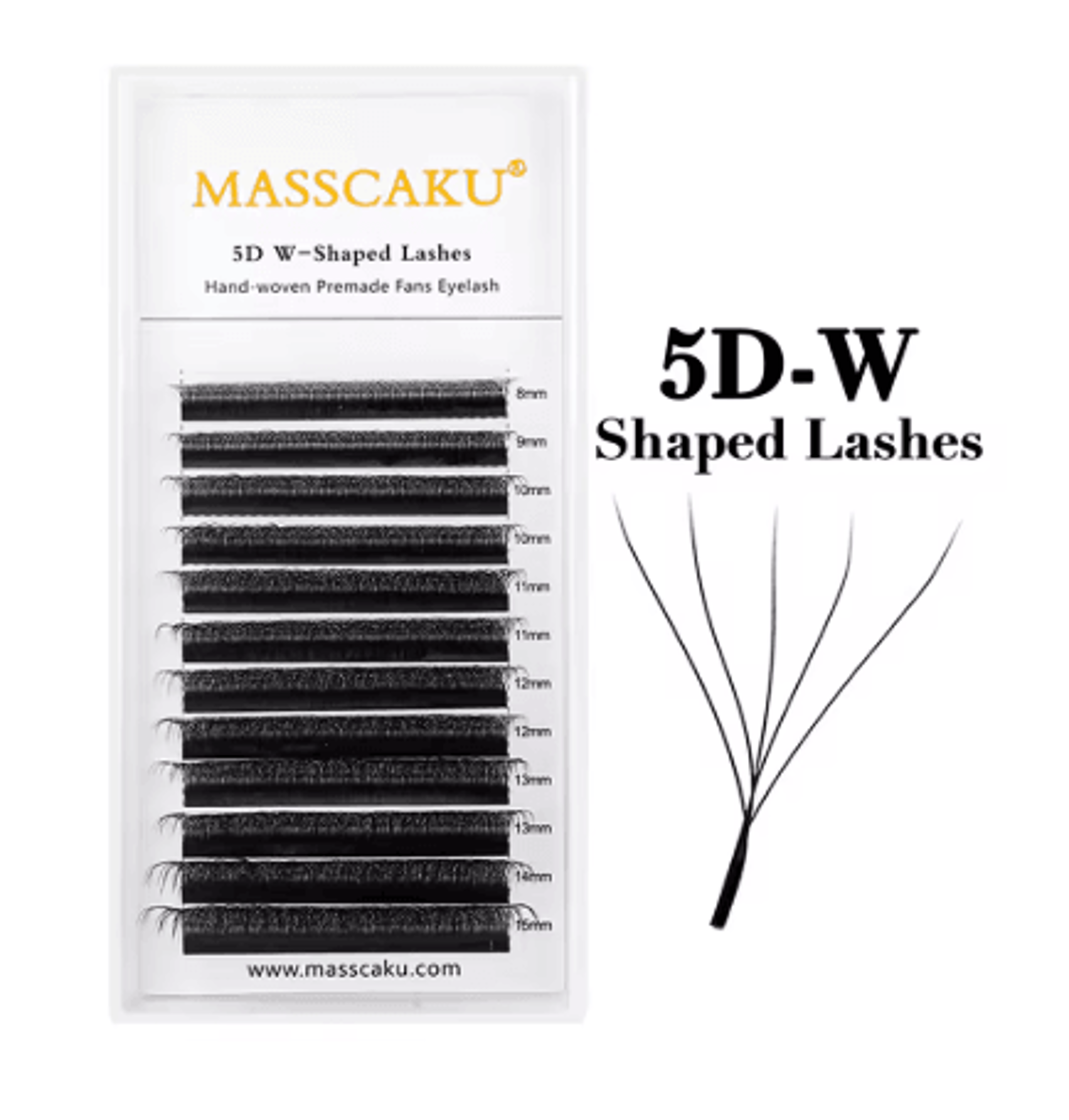 MASSCAKU W Shape Pre Made Mink Lash Extensions 3D 6D 12 Lines 9