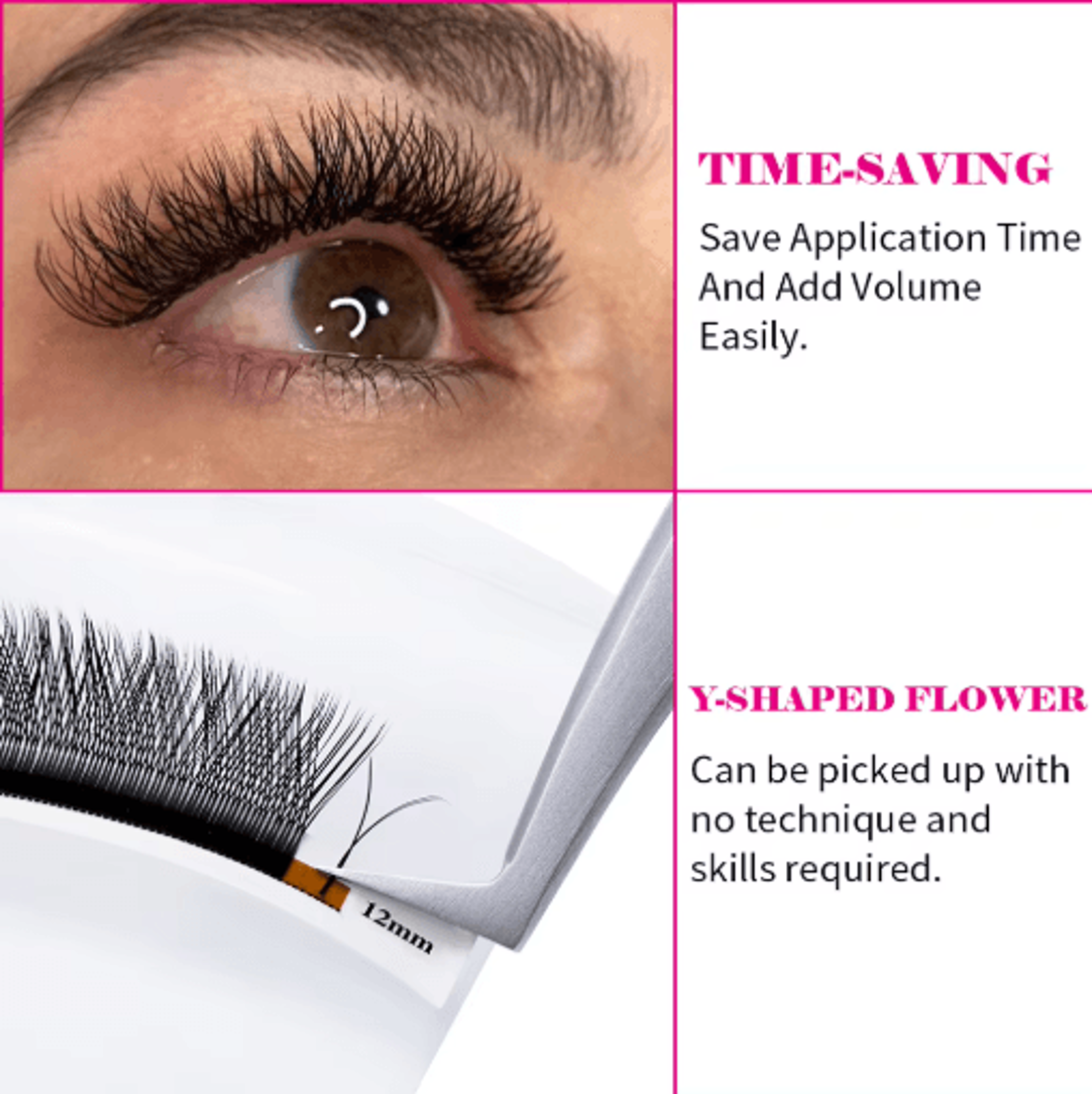 FADVAN YY Shape Faux Mink Premade Volume Lashes For Fox Eyes Black And Brown 0