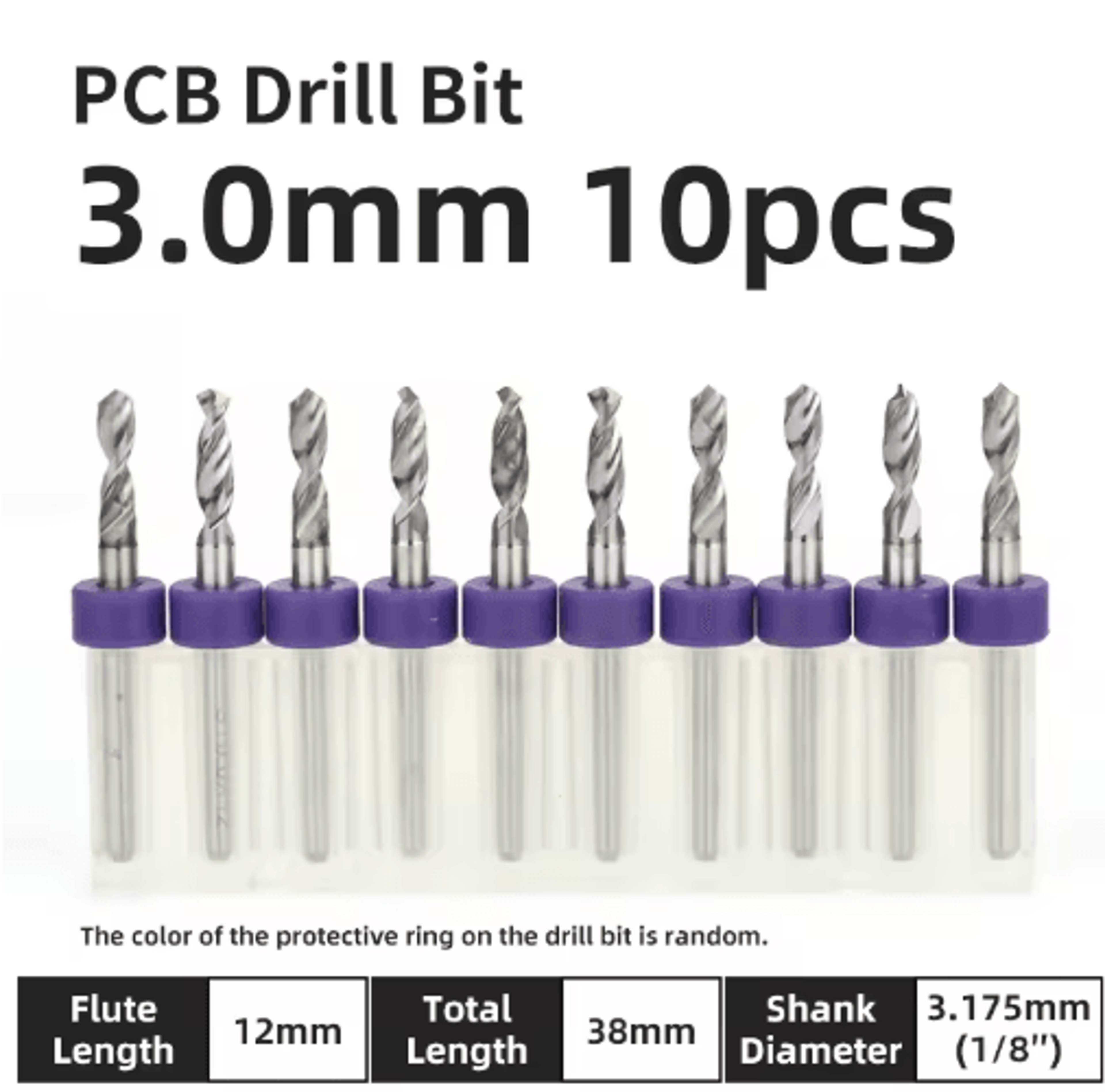 TOOLEYE Micro PCB Drill Bit Set  10pcs Precision CNC Drills 013175mm 18 Shank 1