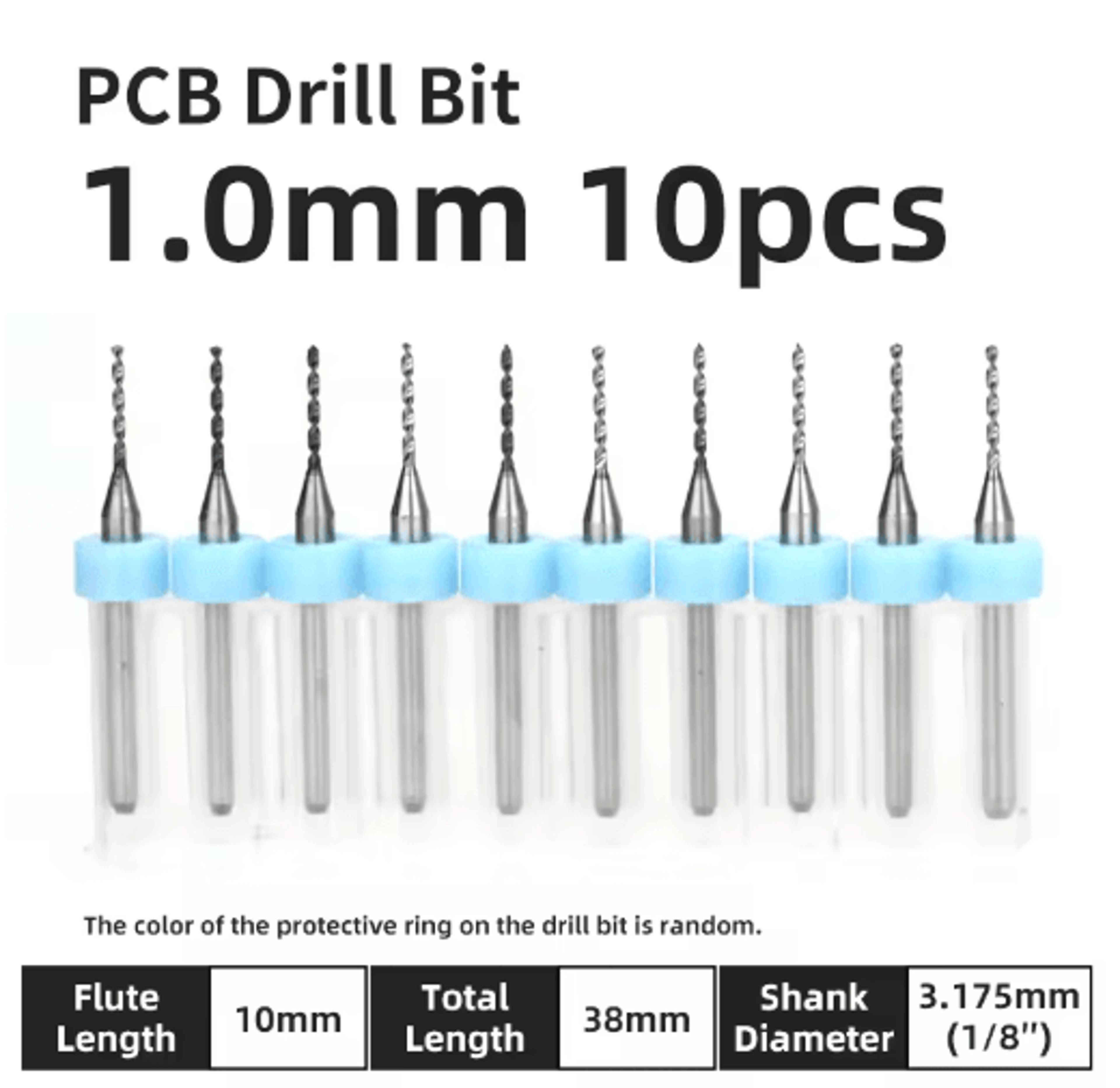 TOOLEYE Micro PCB Drill Bit Set  10pcs Precision CNC Drills 013175mm 18 Shank 21
