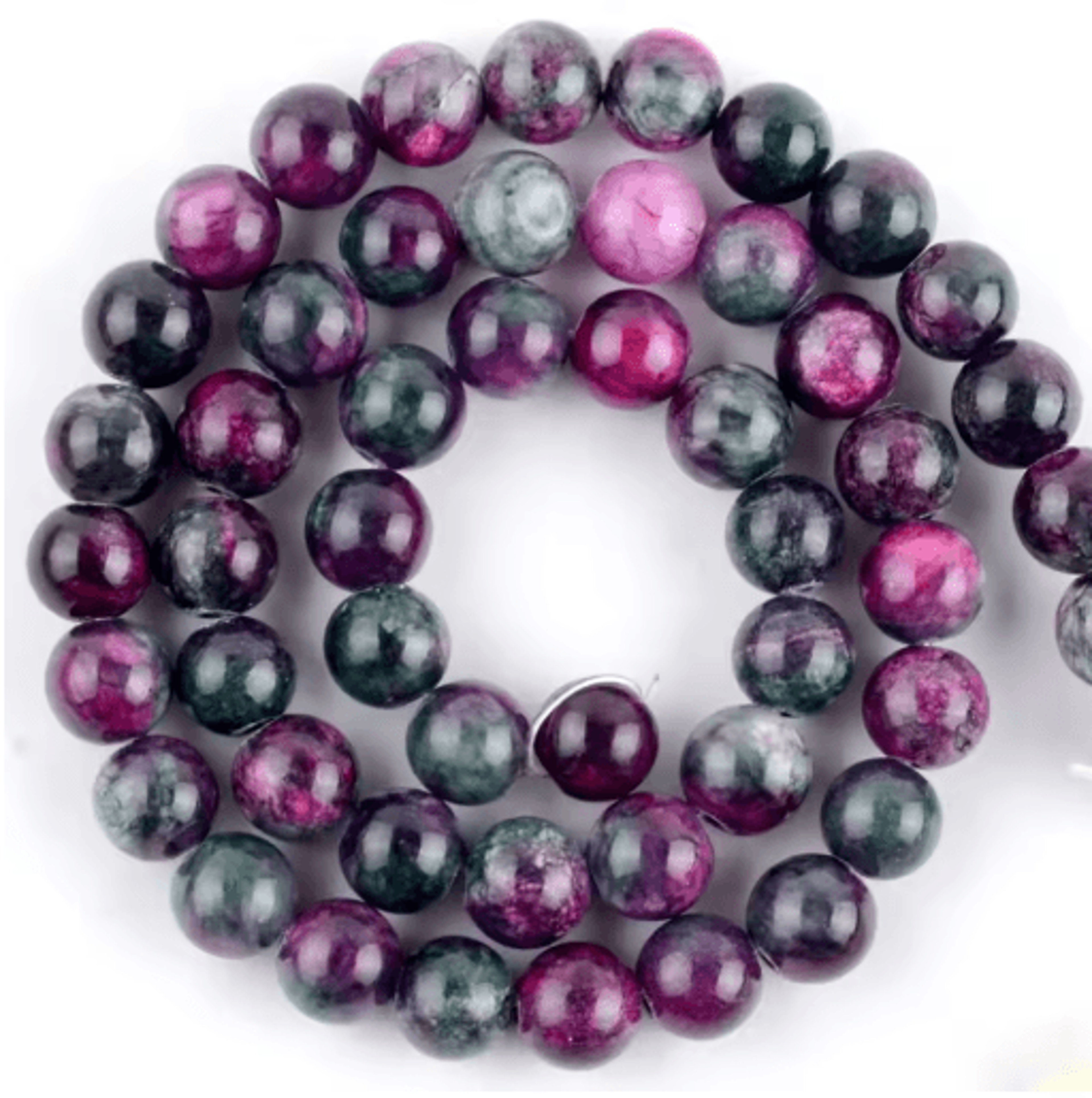 Natural Round Gemstone Spacer Beads For DIY Jewelry  Tiger Eye Amazonite Lava  More 2