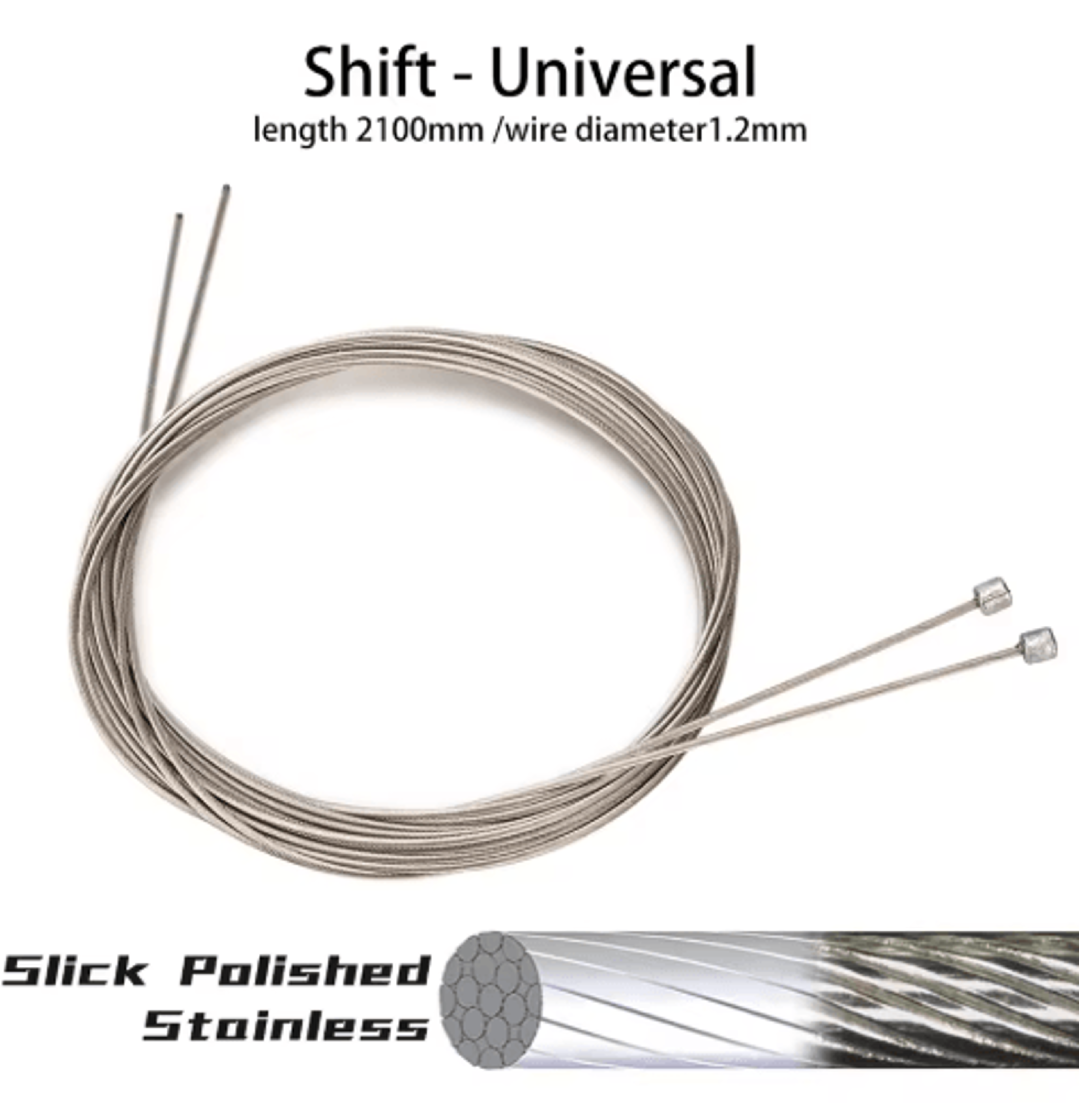 ZTTO Stainless Steel Bicycle Shift  Brake Inner Cable  UltraSmooth 2100mm 2