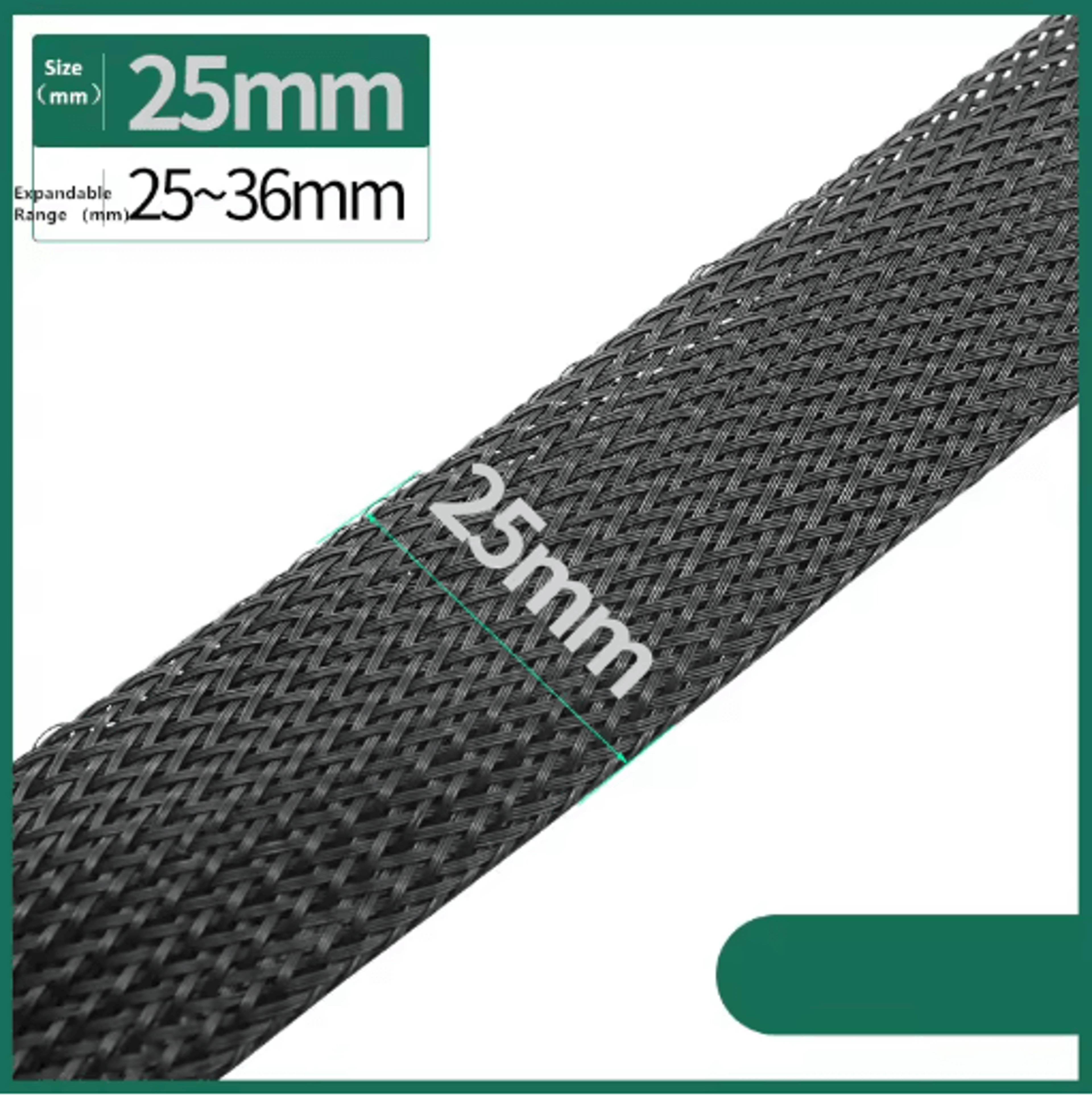 Black PET Braided Cable Sleeving Expandable Wire Protection Sleeve 4 To 25mm 1 Yo 50m 6