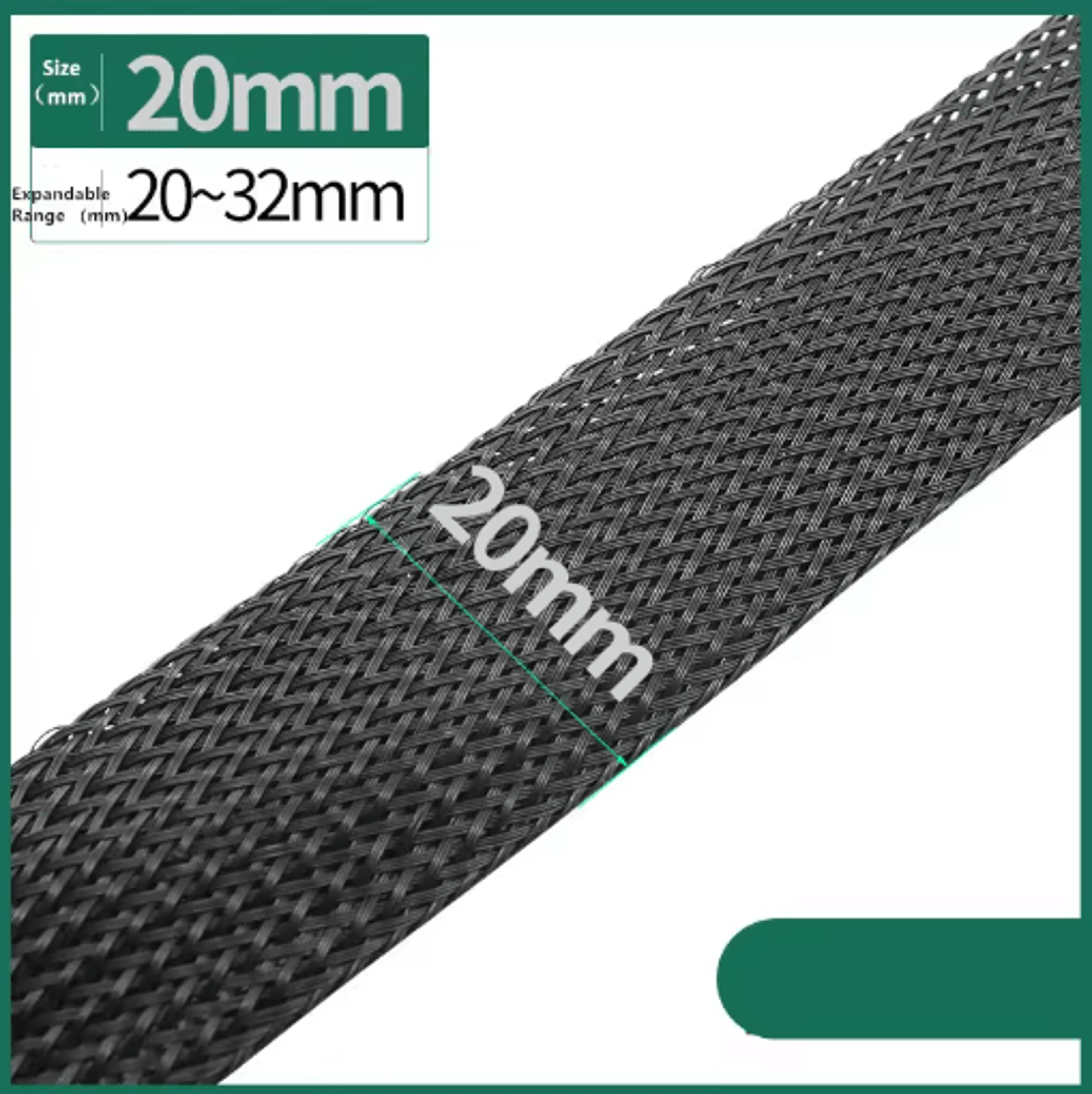 Black PET Braided Cable Sleeving Expandable Wire Protection Sleeve 4 To 25mm 1 Yo 50m 7