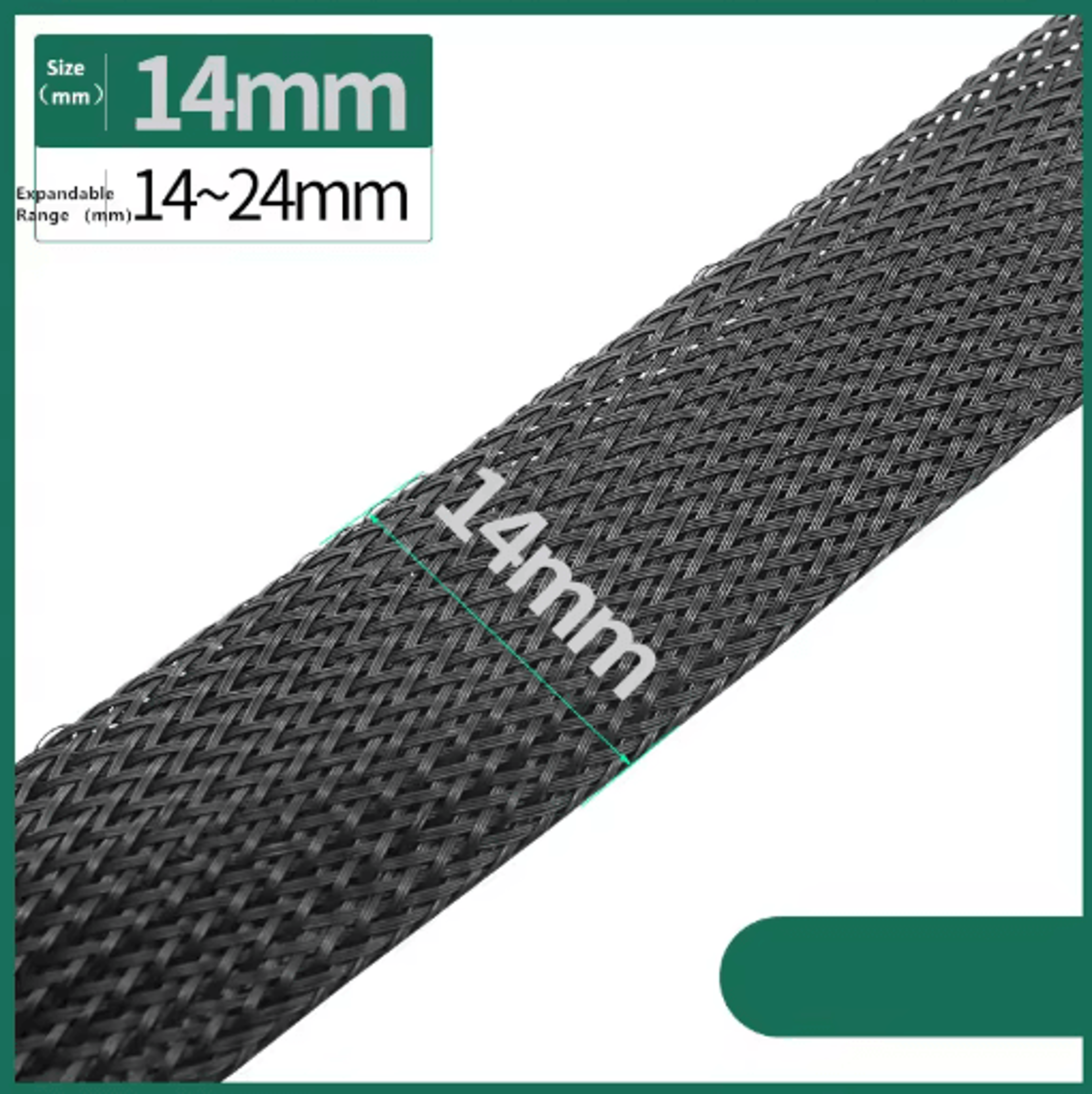 Black PET Braided Cable Sleeving Expandable Wire Protection Sleeve 4 To 25mm 1 Yo 50m 10