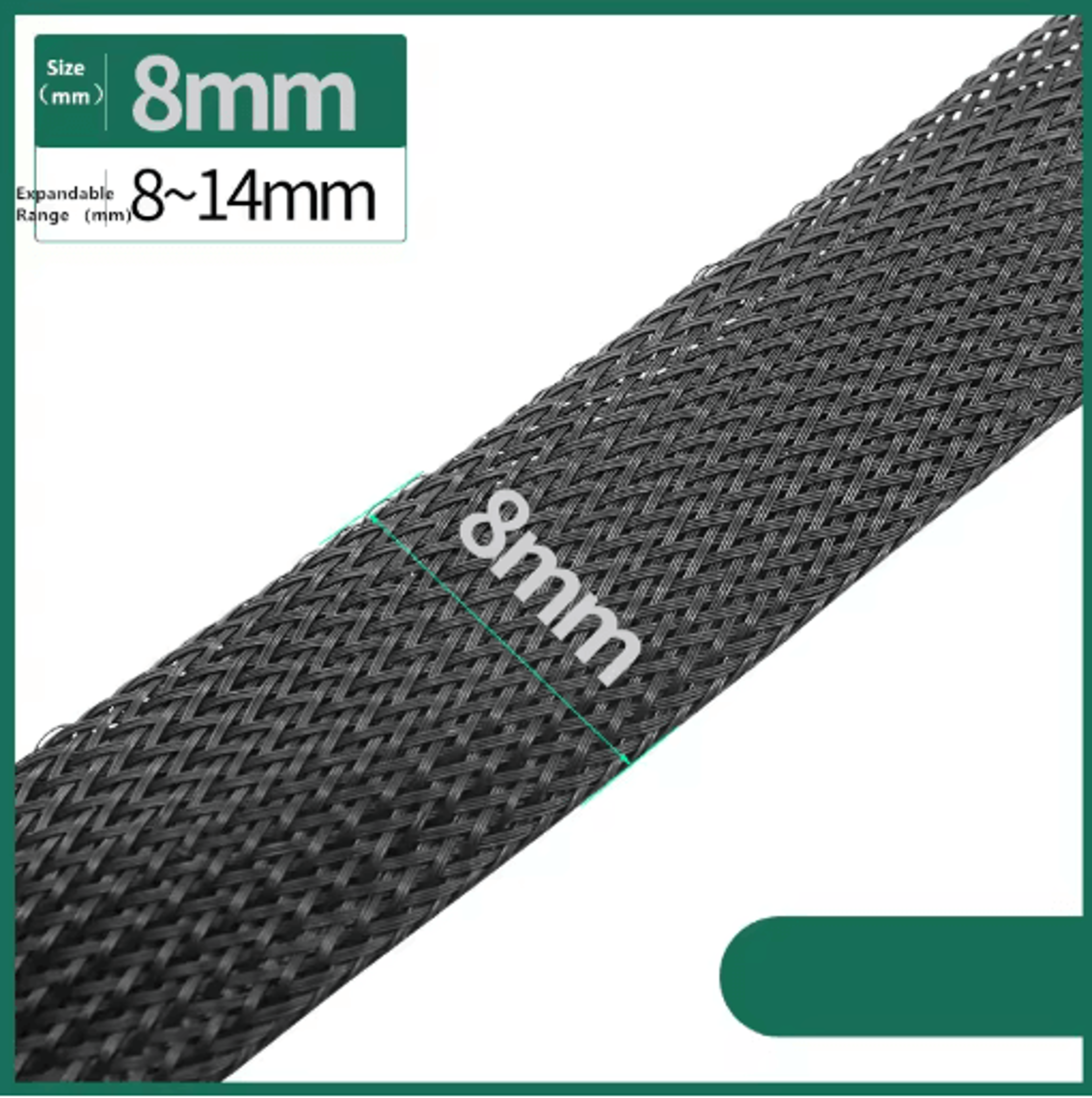 Black PET Braided Cable Sleeving Expandable Wire Protection Sleeve 4 To 25mm 1 Yo 50m 13