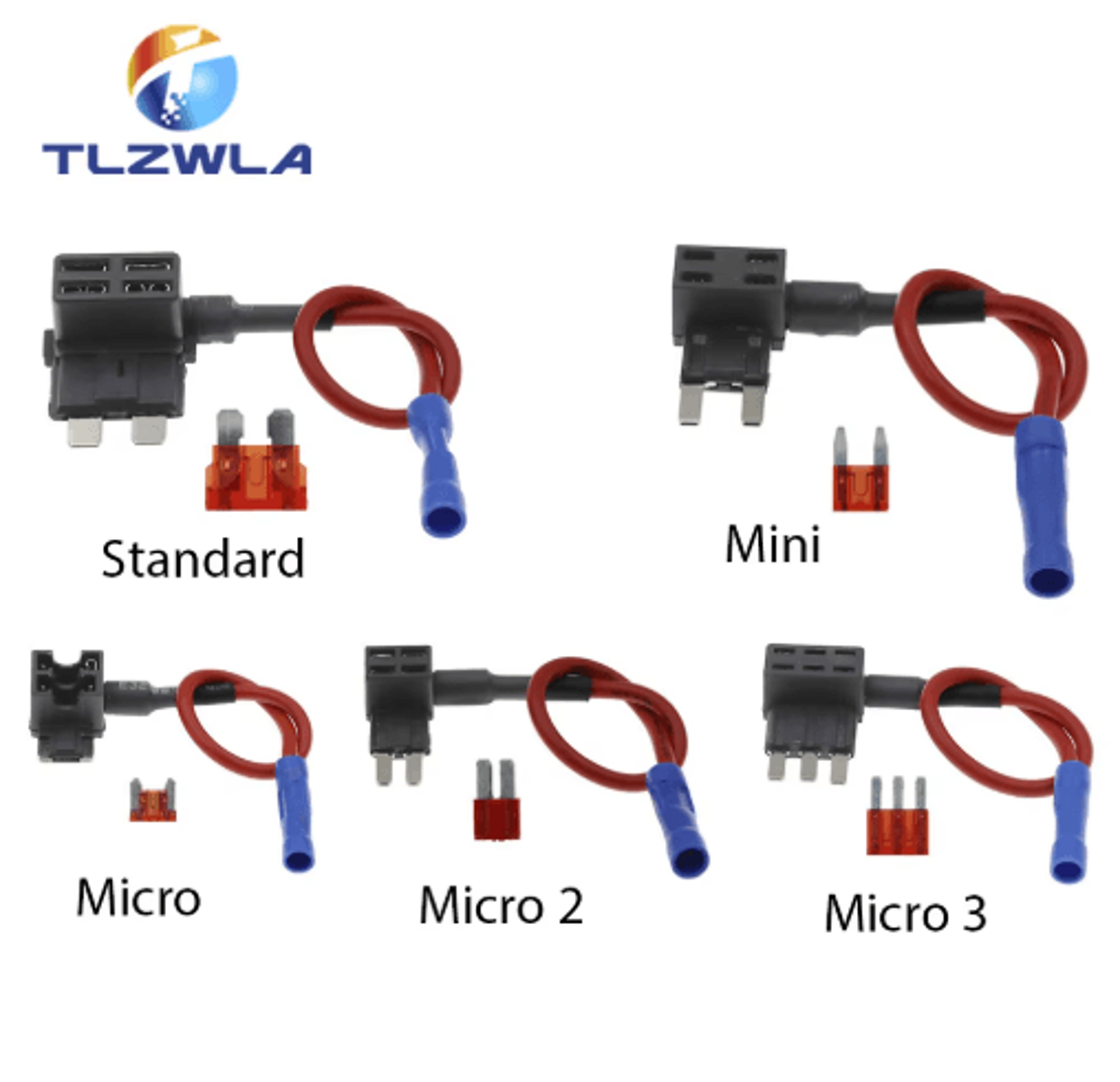 12V AddACircuit Fuse Tap Adapter  Car Fuse Holder With 10A Blade Fuse Mini  Micro  Standard 13