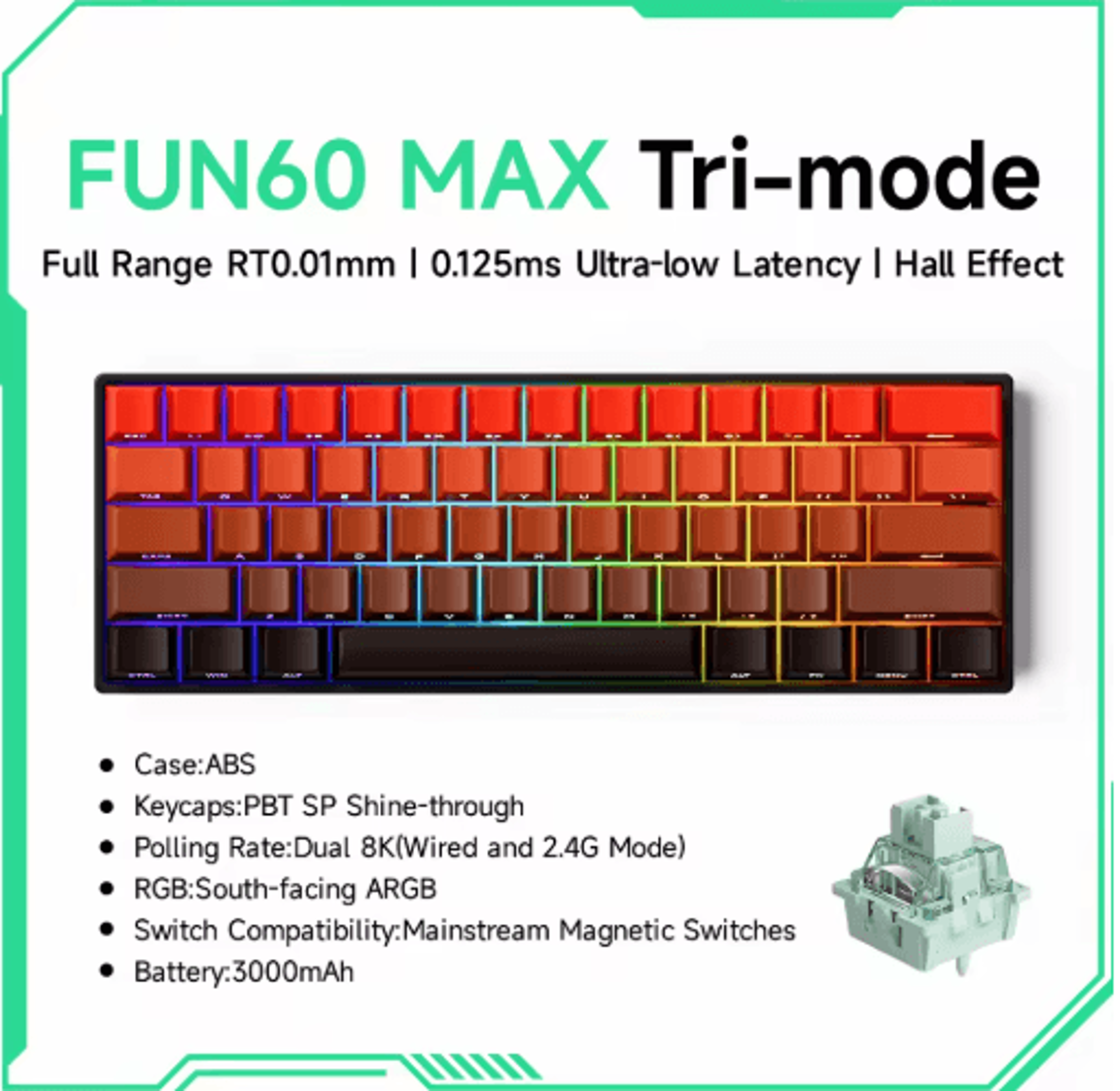 MONSGEEK FUN60 PRO  MAX HE Magnetic Switch 60 Wireless Gaming Keyboard With Rapid Trigger  8K Polli 7