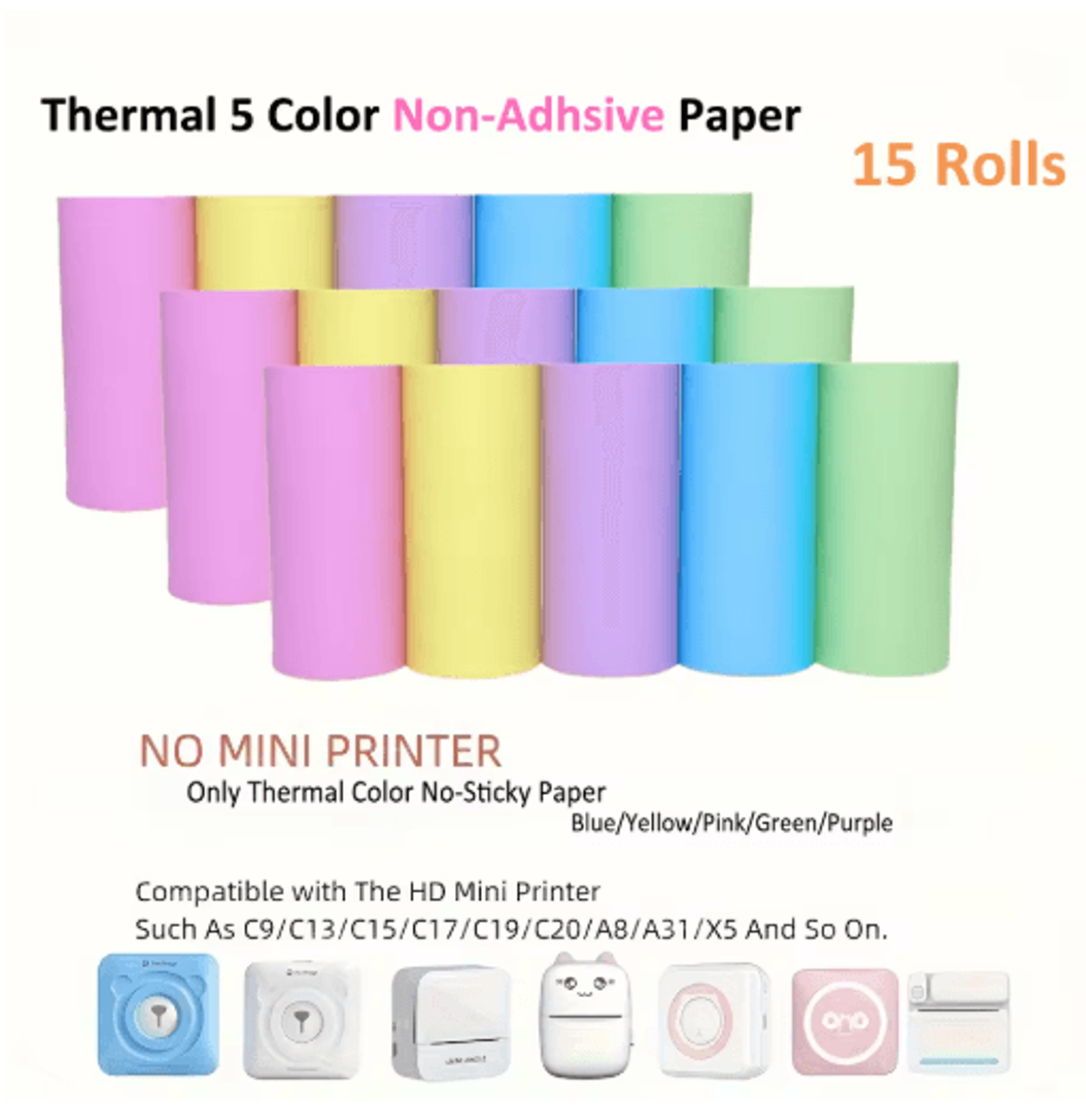 Kids Instant Camera Thermal Paper Refill Rolls BPAFree 57by25mm White NonAdhesive 14