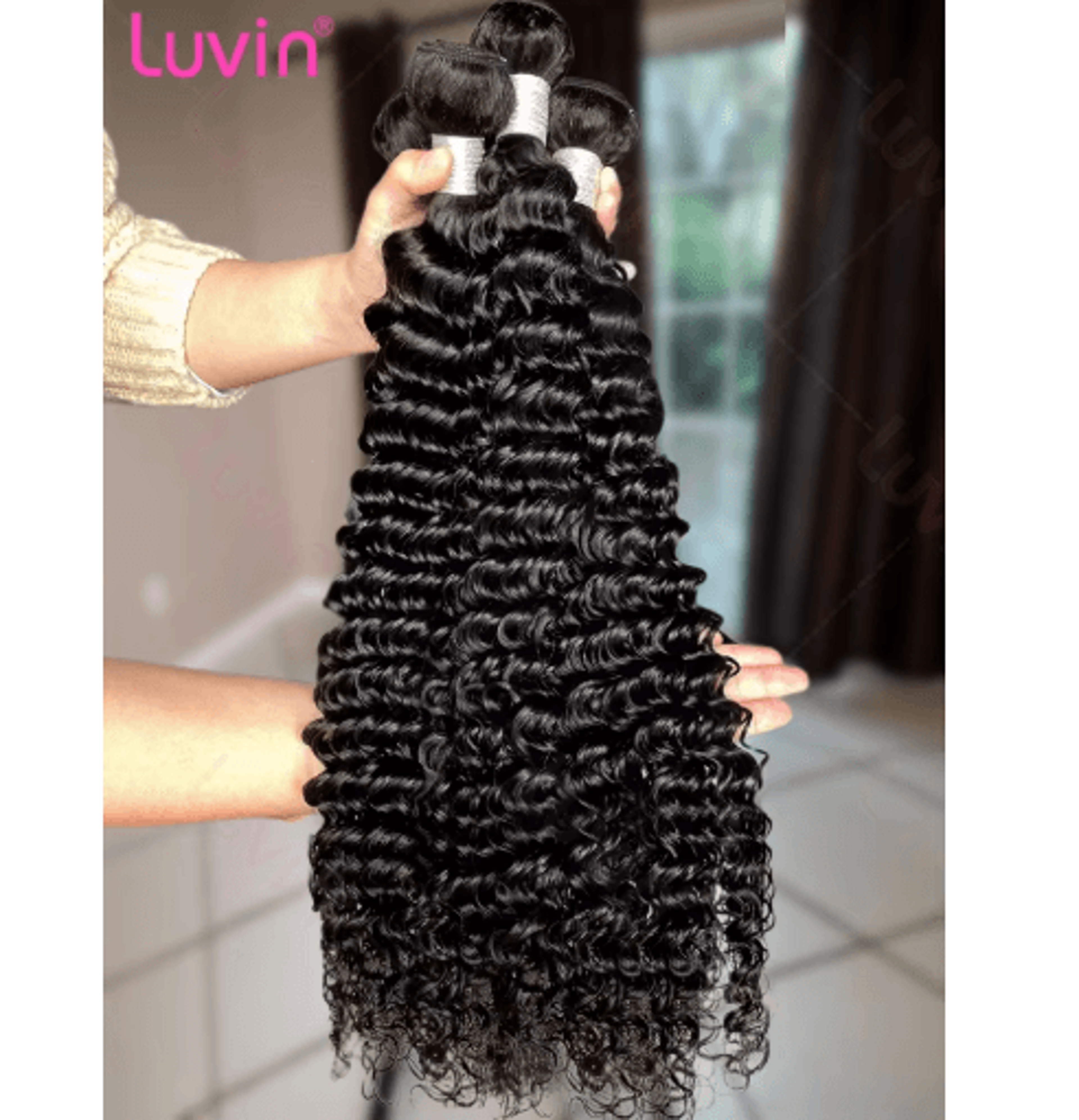 Luvin Curly Bundles Human Hair 30 34 Inch Deep Wave Raw 1 3 4 Hair Bundles 100 Unprocessed Double W 5
