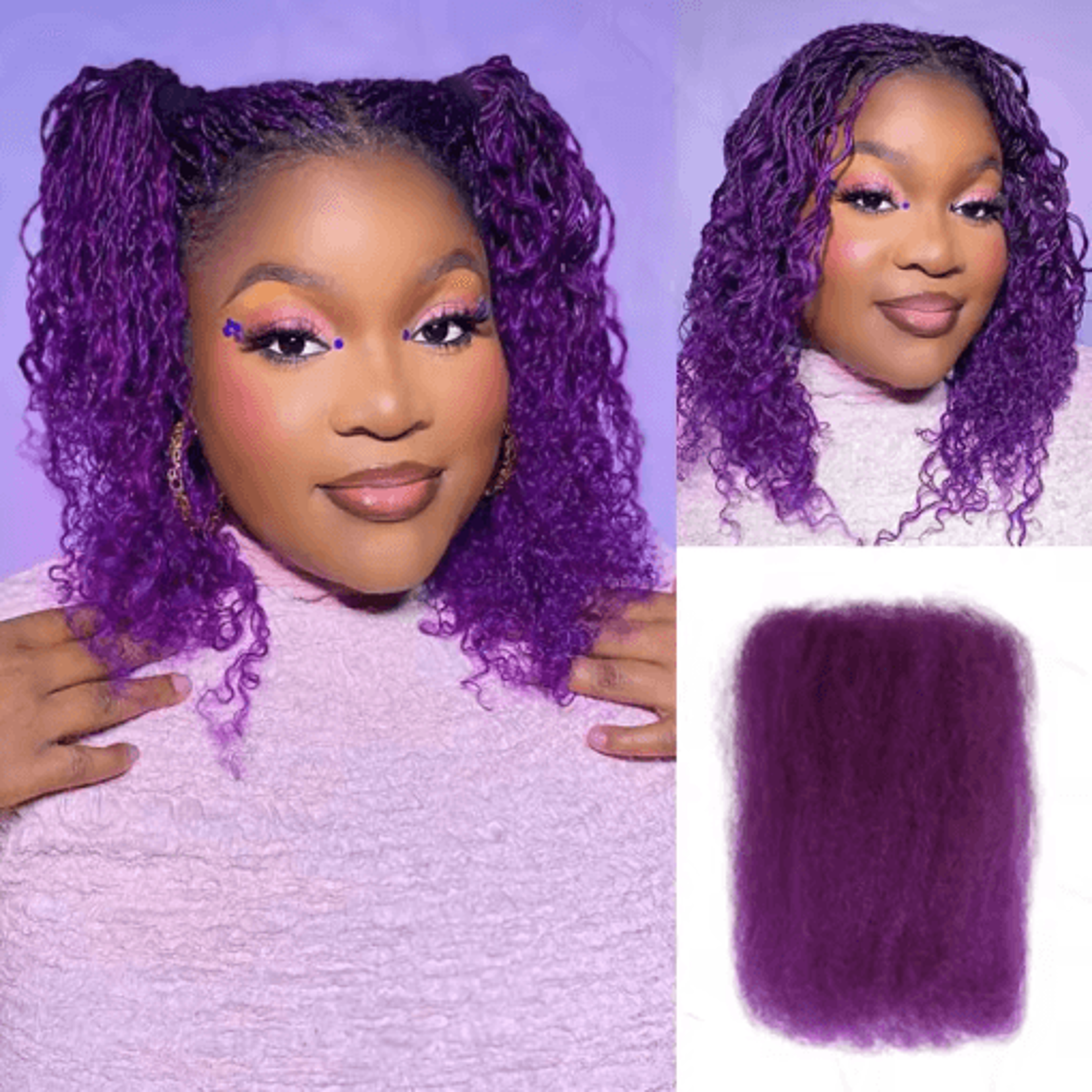 Black Pearl Top Peruvian Kinky Curly Mini Twist Bulk Human Hair 50g Remy Bundles 1