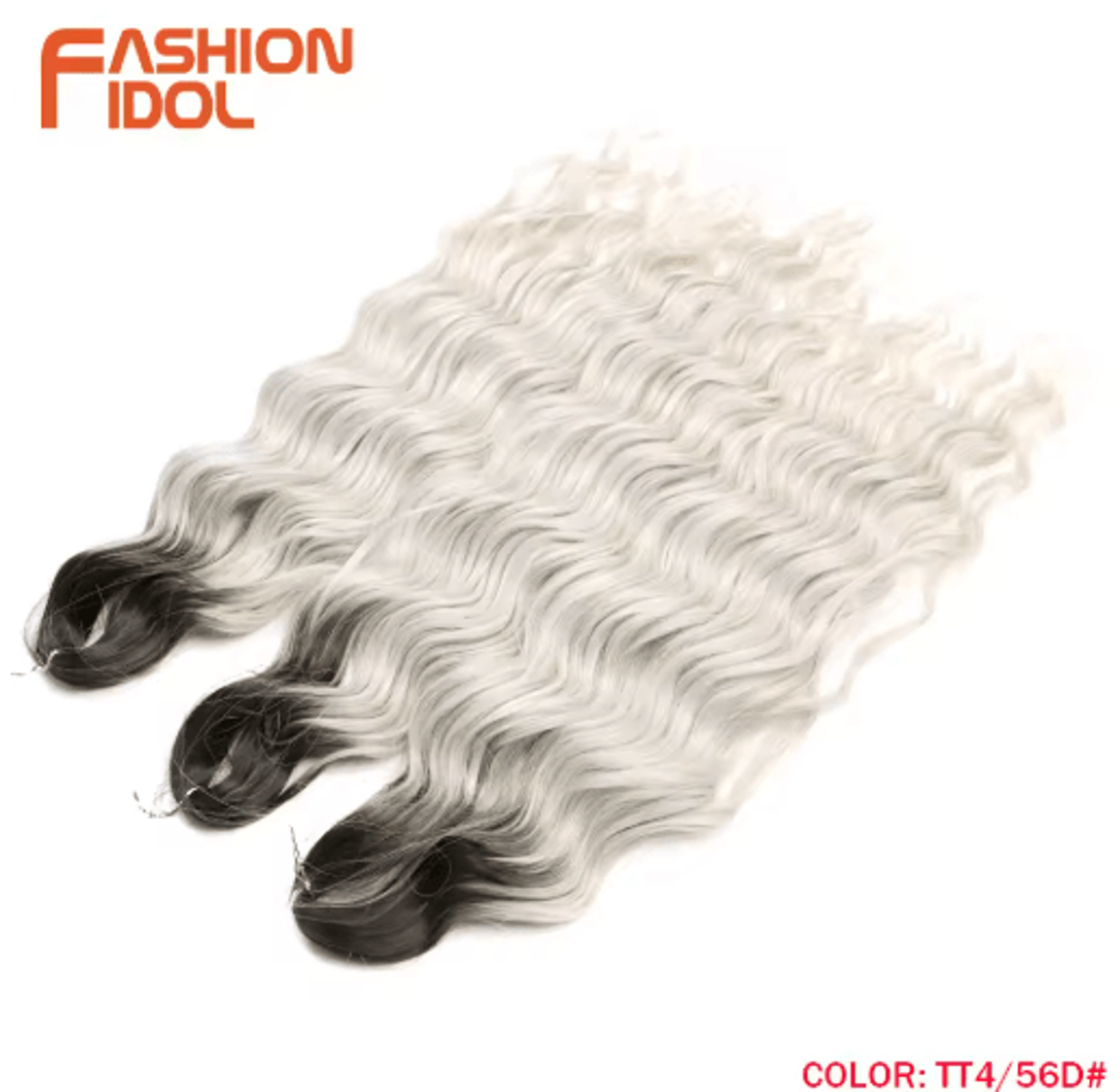 FASHION IDOL 24Inch Ombre Rainbow Water Wave Crochet Hair Synthetic Deep Wave Braiding Extensions 0