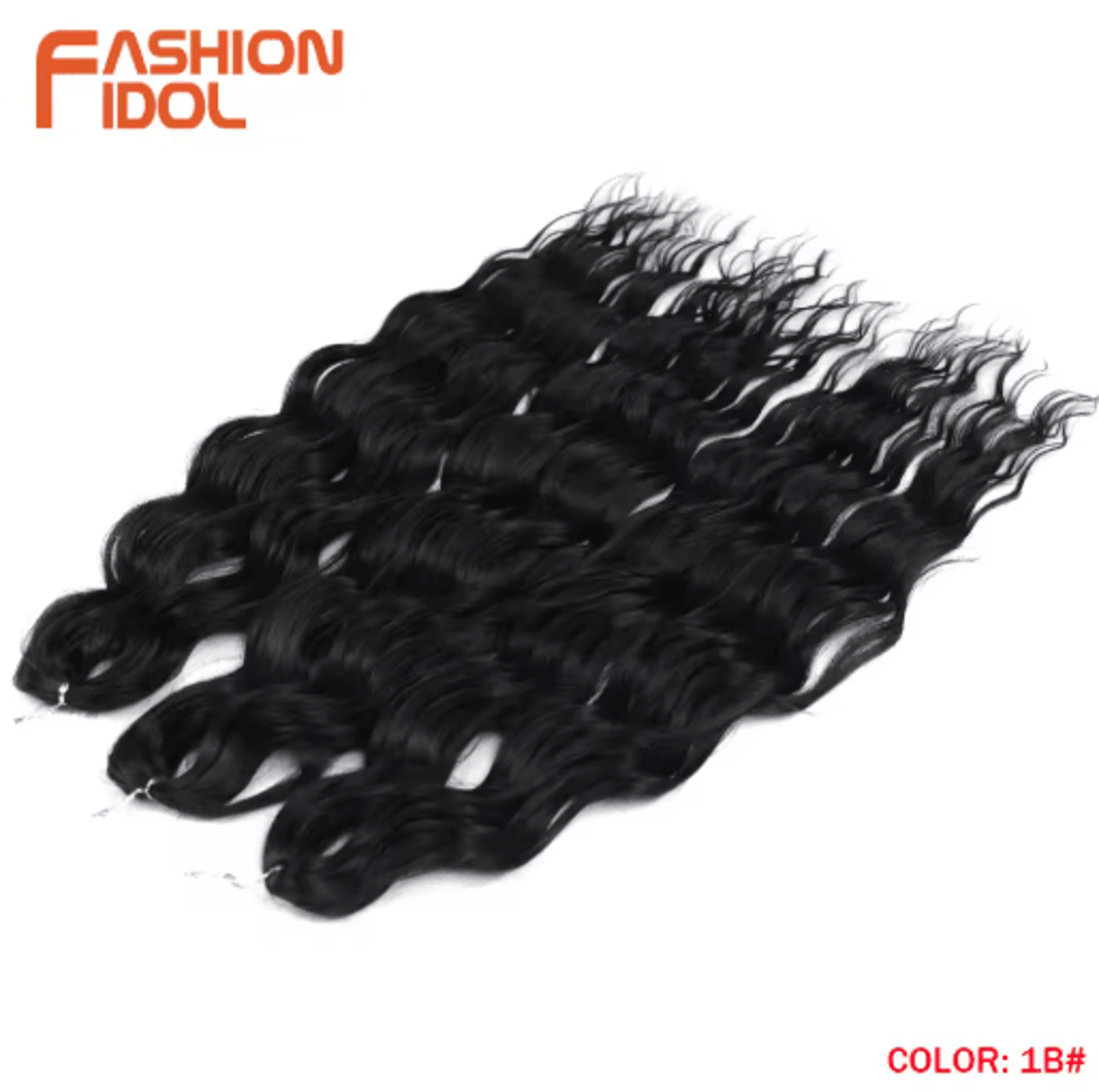 FASHION IDOL 24Inch Ombre Rainbow Water Wave Crochet Hair Synthetic Deep Wave Braiding Extensions 15