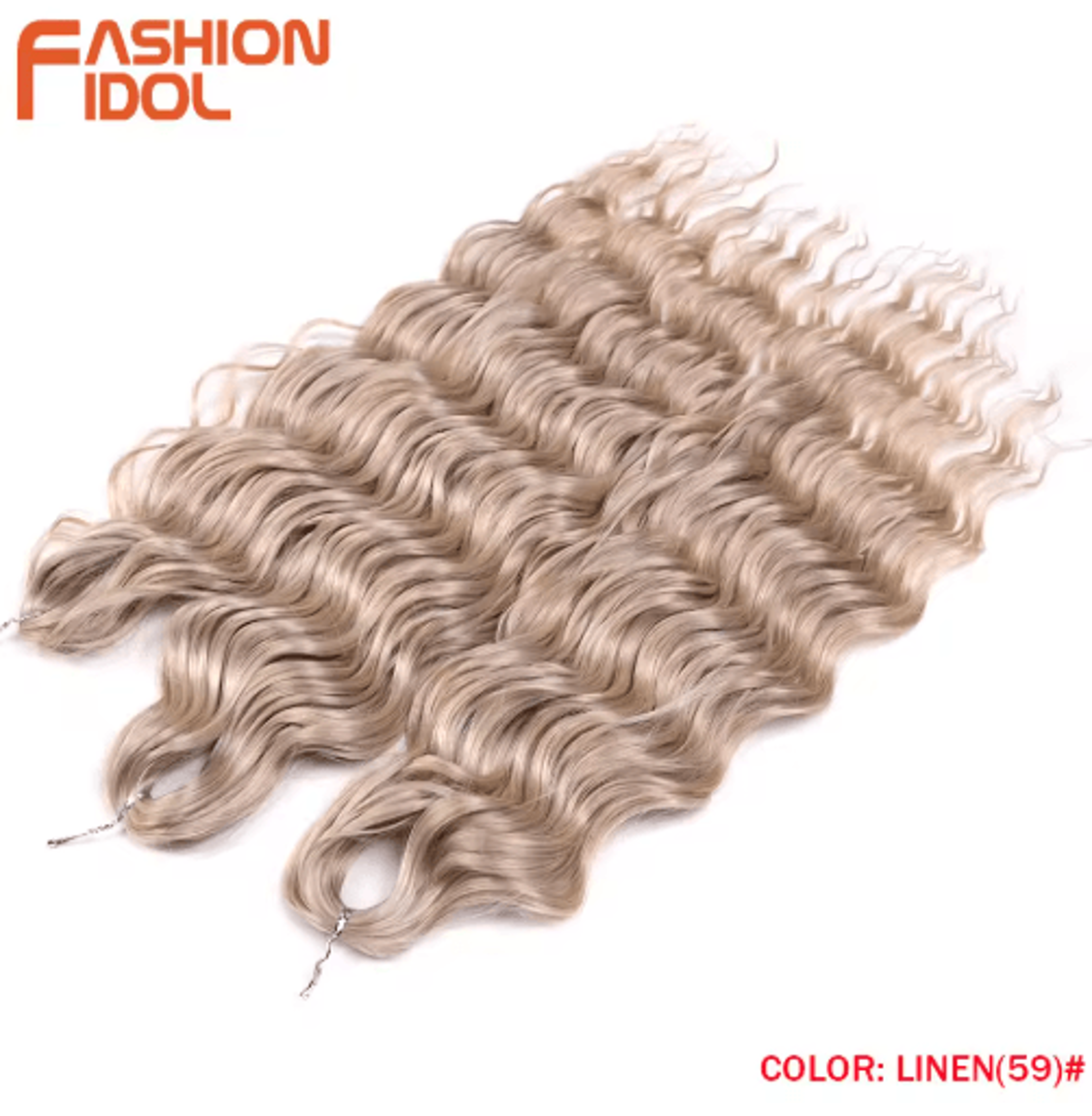 FASHION IDOL 24Inch Ombre Rainbow Water Wave Crochet Hair Synthetic Deep Wave Braiding Extensions 16