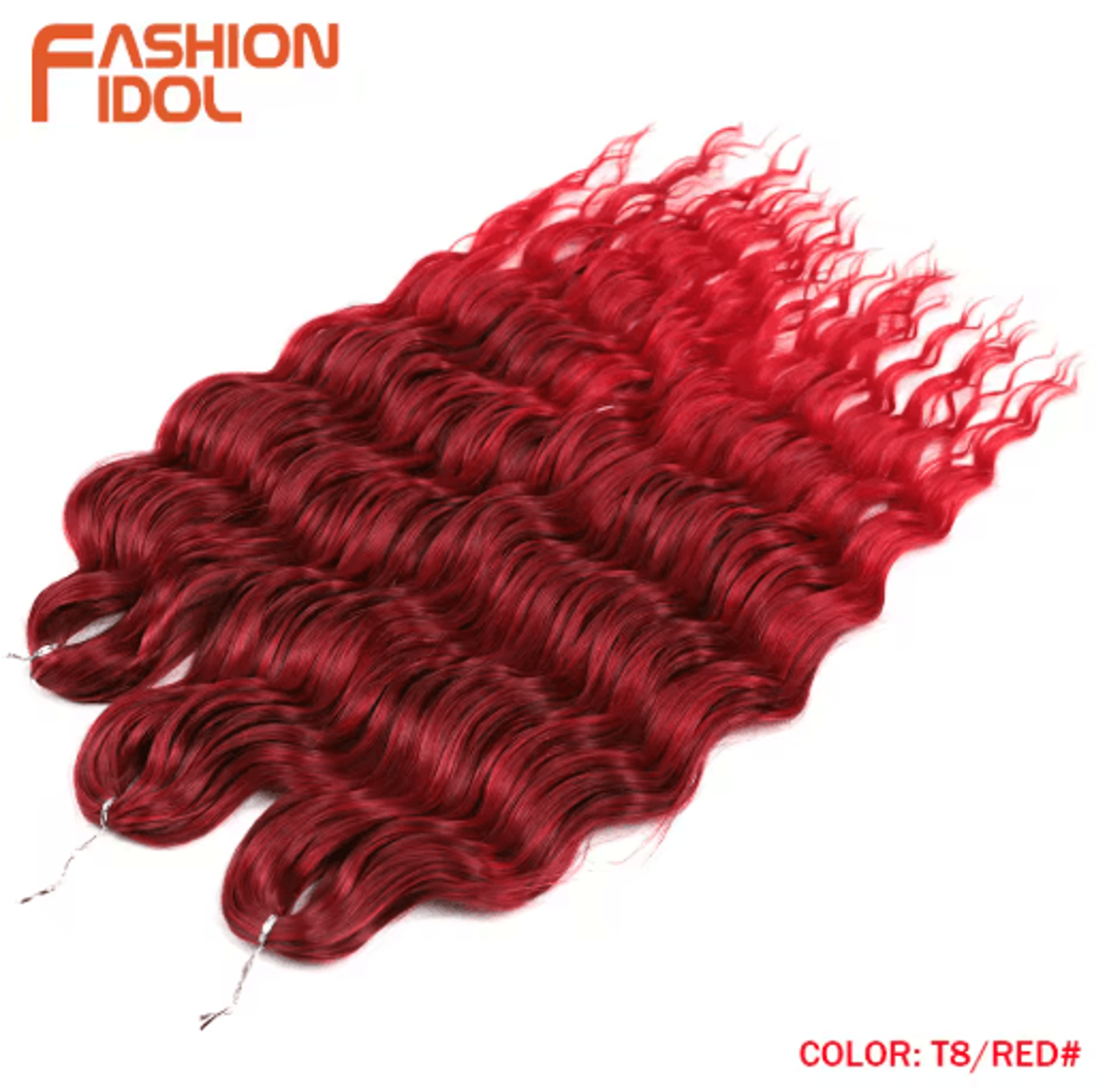 FASHION IDOL 24Inch Ombre Rainbow Water Wave Crochet Hair Synthetic Deep Wave Braiding Extensions 4