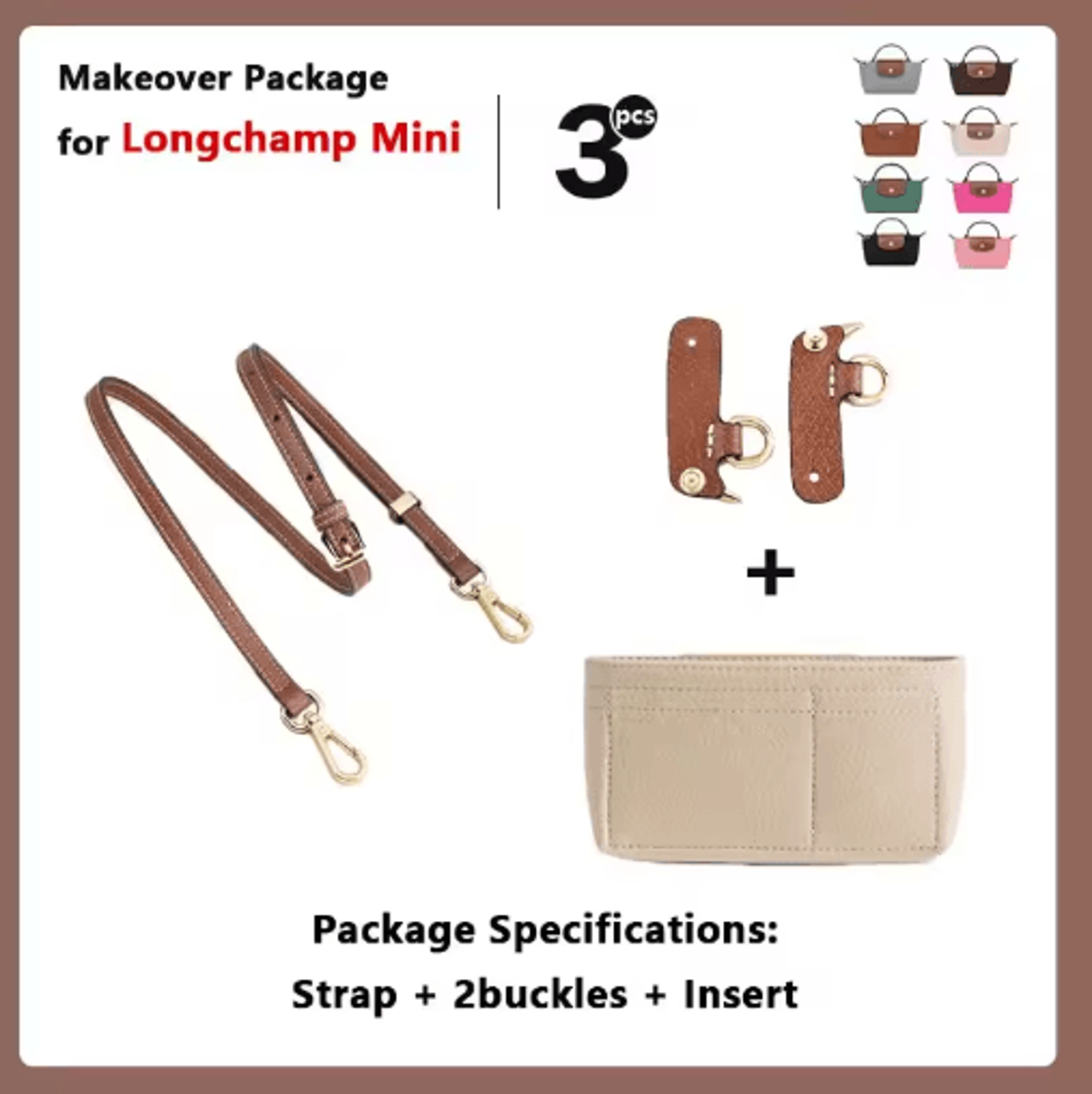 Leather Replacement Crossbody Strap For Longchamp Mini Bag No Punch Adjustable Shoulder Strap 22