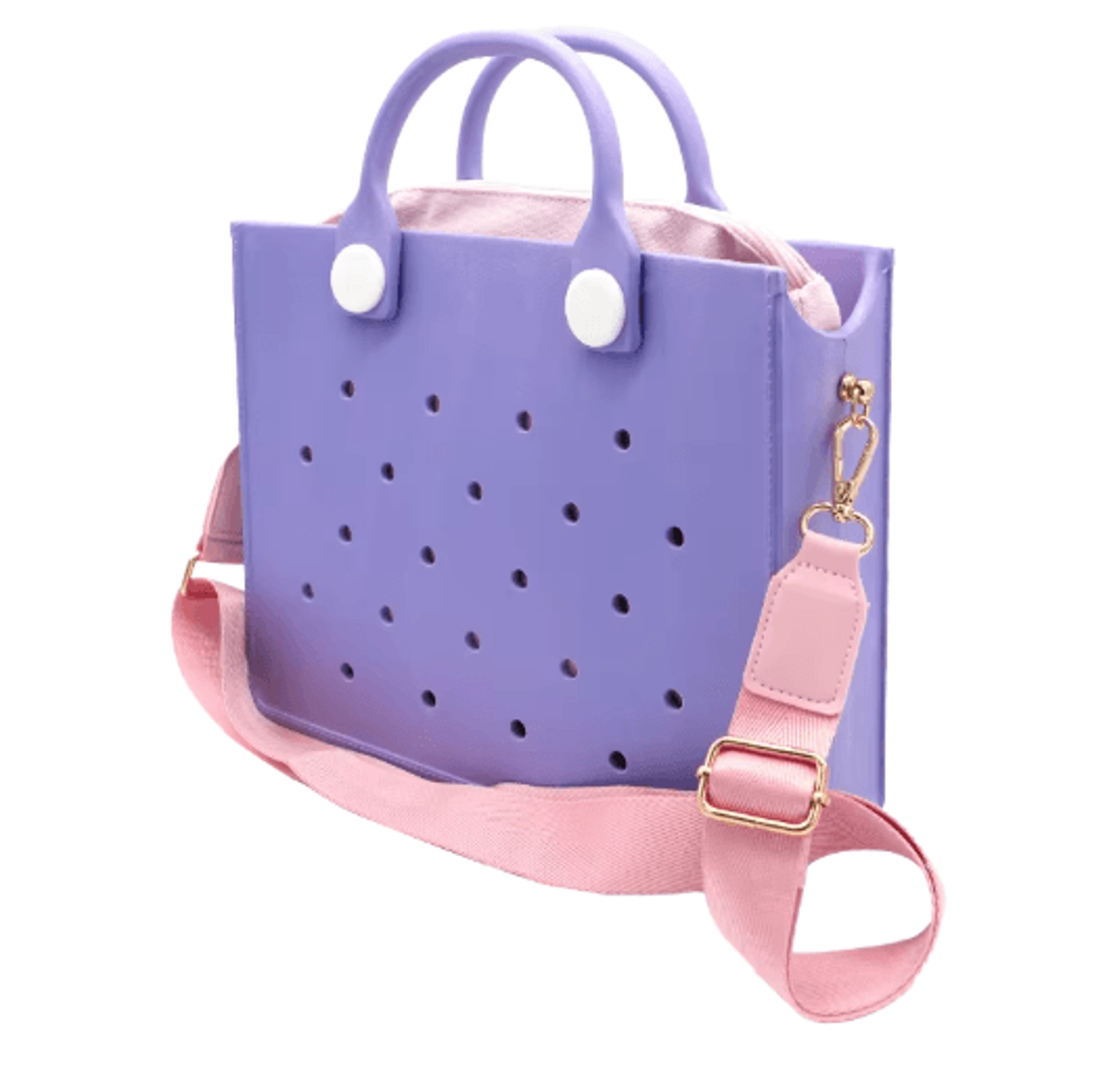 EVA Waterproof Tote Shoulder Bag For Women Large Casual Beach Handbag With Charm Holes 7