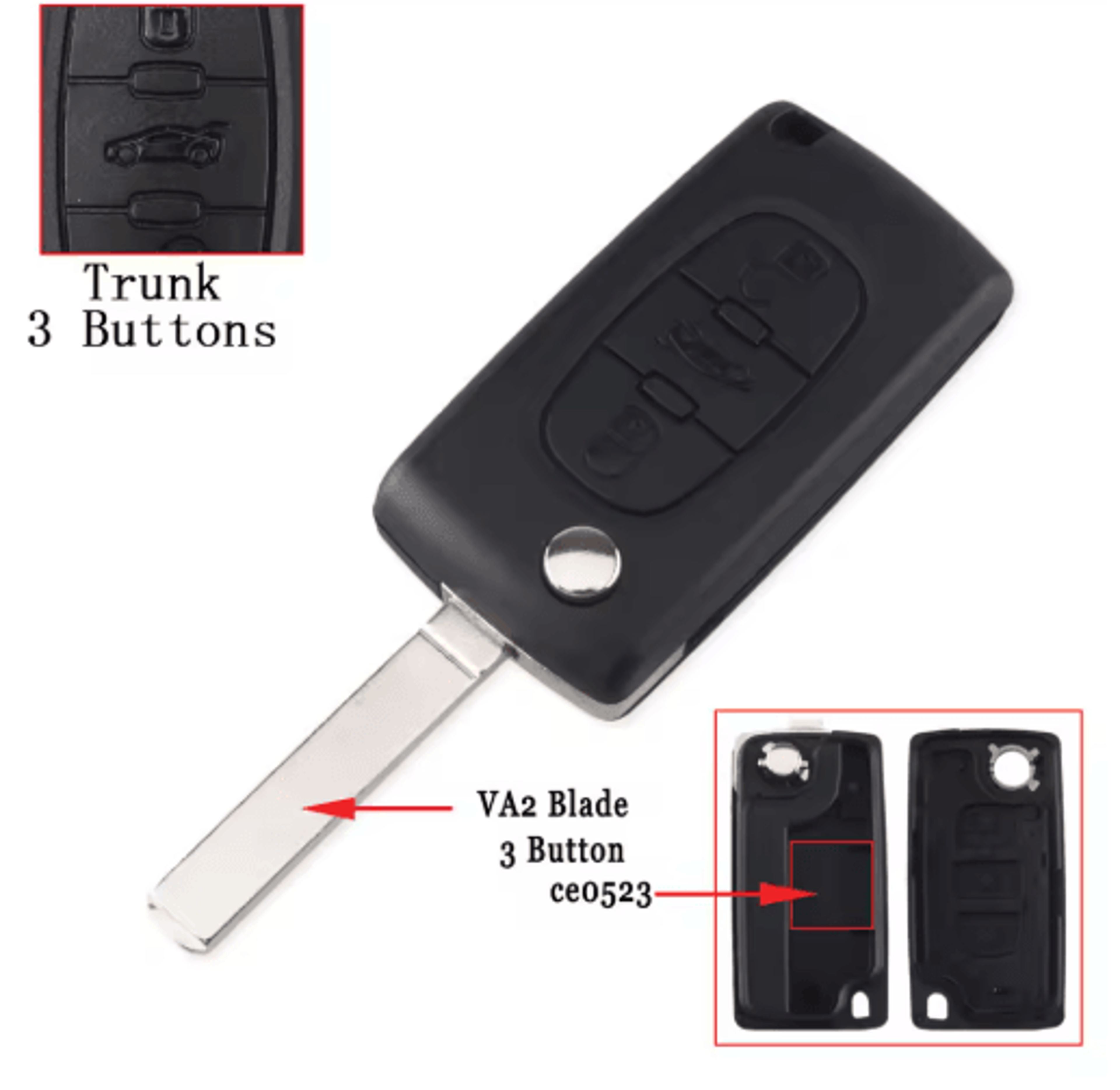 KEYYOU Flip Car Key Shell Case For Peugeot And Citroen Folding Remote Key Cover 2 To 4 Buttons 5