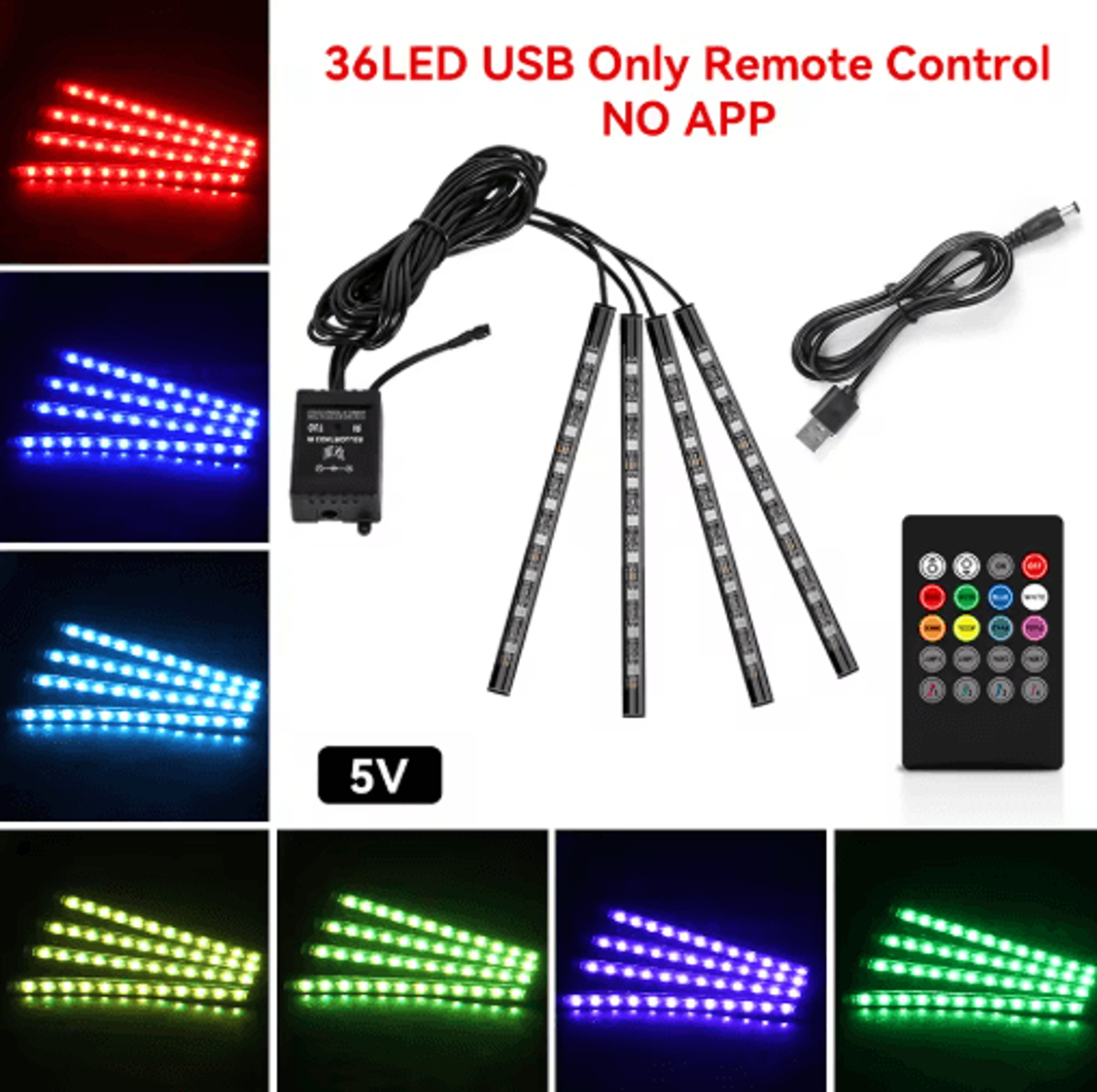 Car Interior LED Ambient Light Strips  Dashboard  Console Cold Light Atmosphere Lamps 15