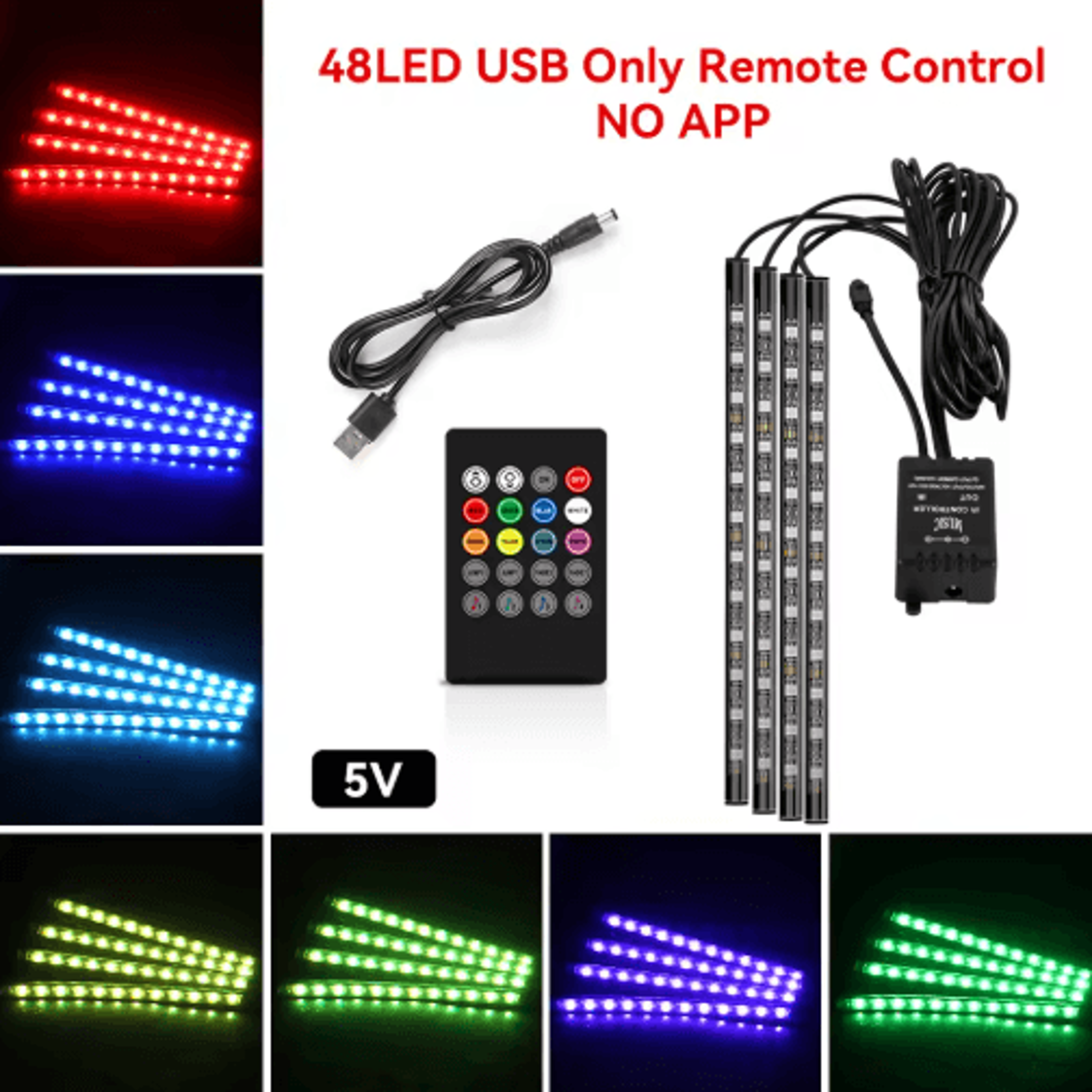 Car Interior LED Ambient Light Strips  Dashboard  Console Cold Light Atmosphere Lamps 16