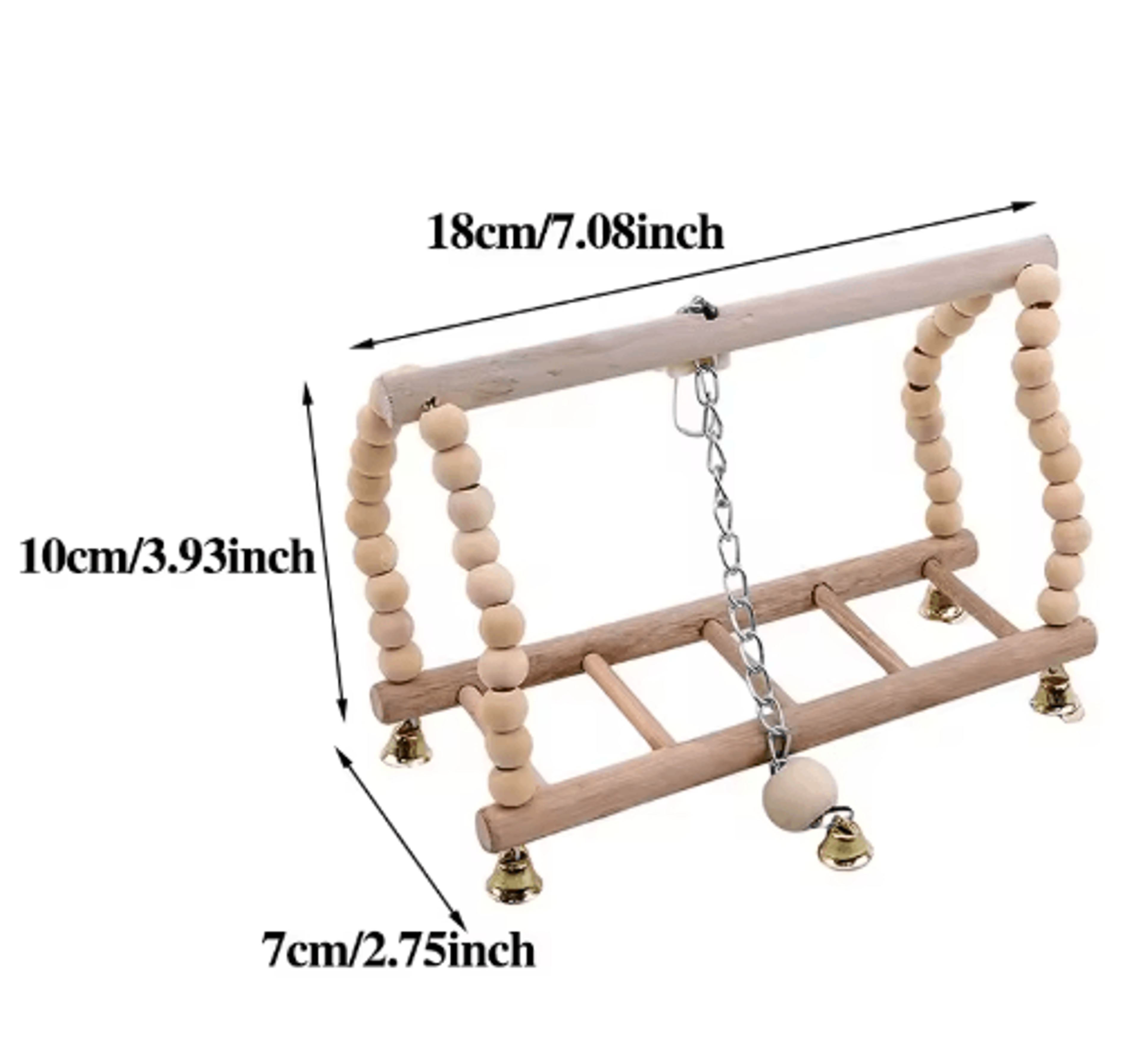 Wooden Parrot Swing  Climbing Toy With Bells  Hanging Ladder Playstand Hammock 5