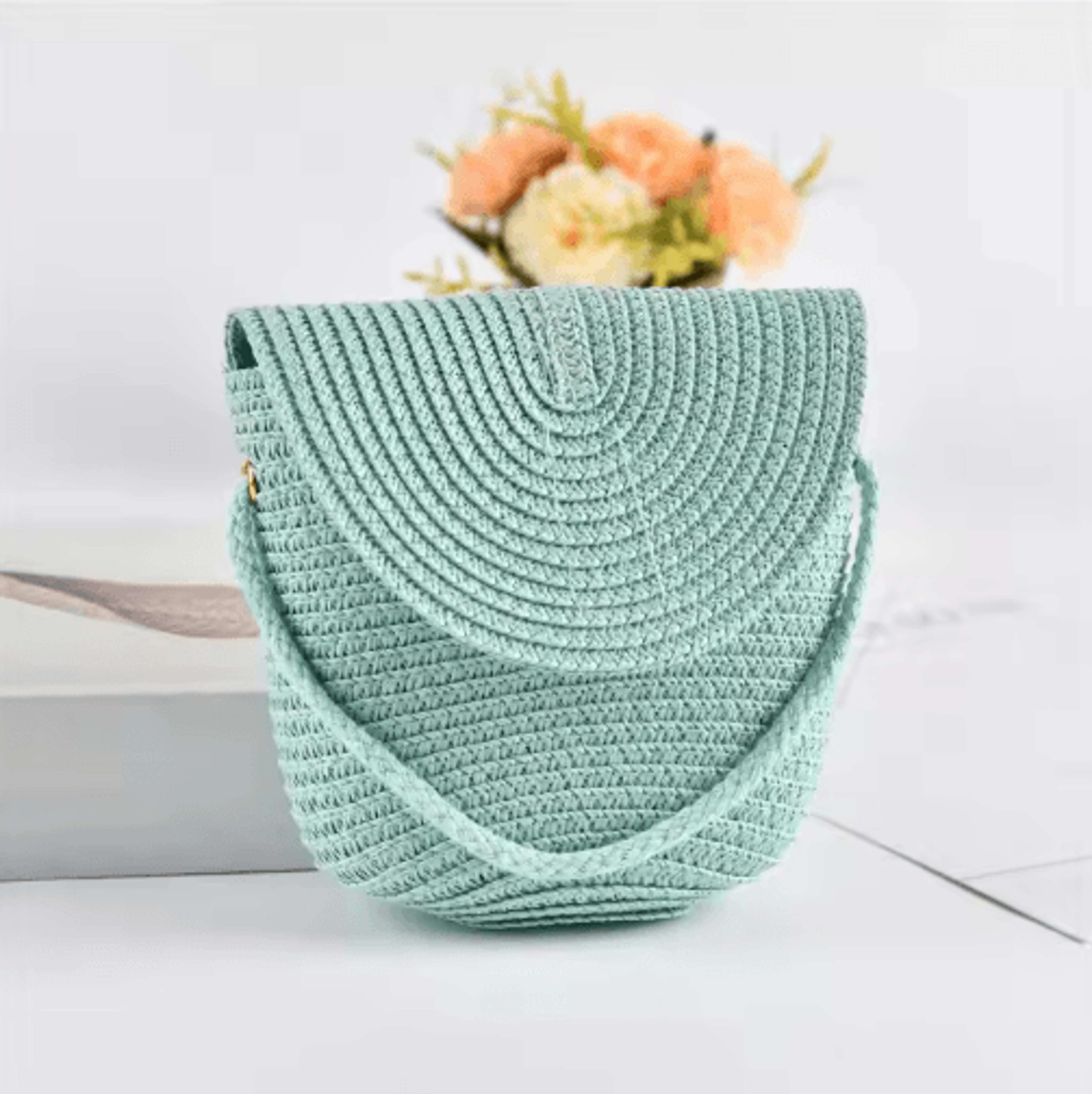 Solara HalfMoon Straw Crossbody Bag  Handmade Summer Rattan Handbag 9