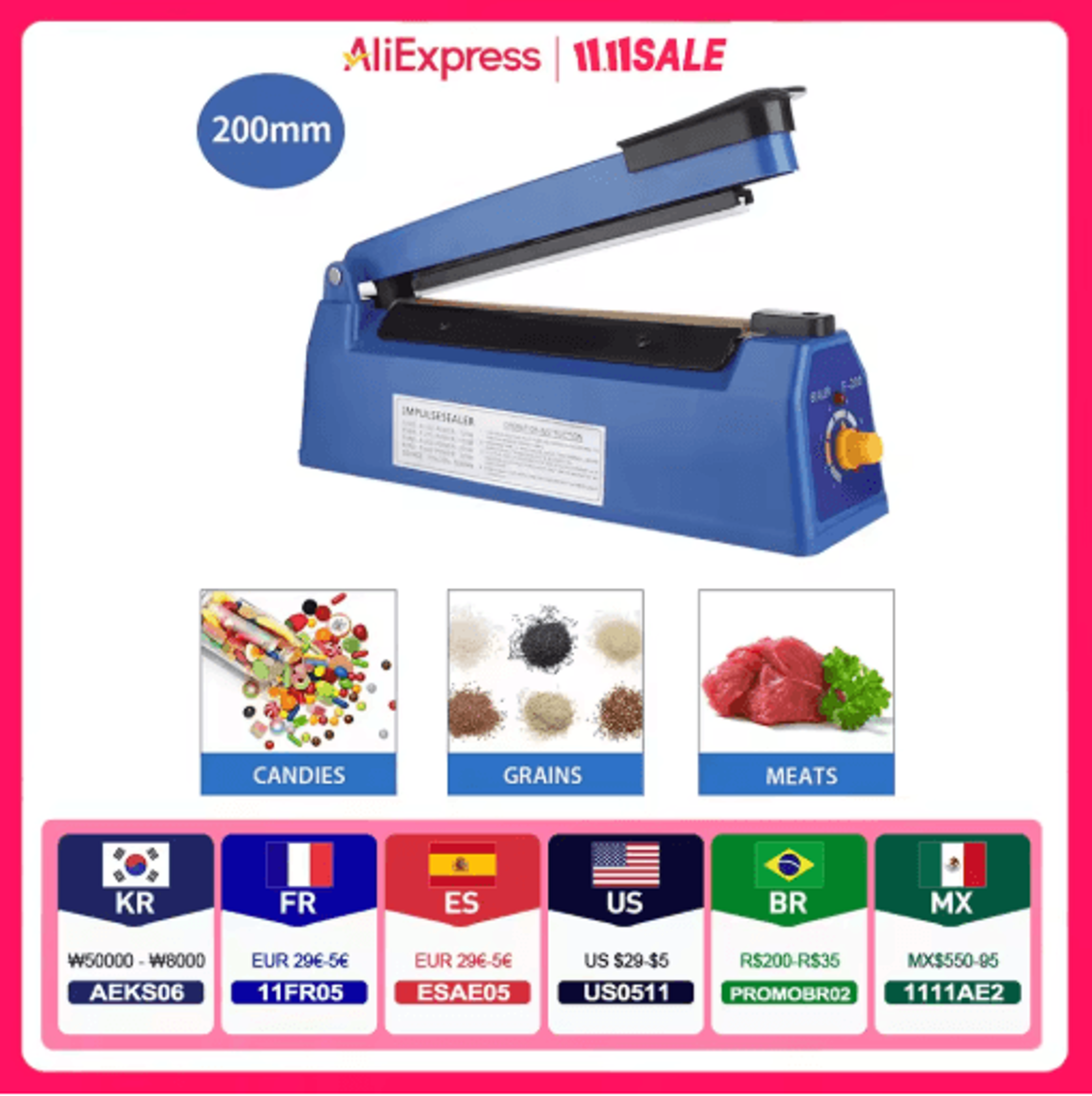 SealPro 8 Inch Manual Impulse Heat Sealer For Plastic And Shrink Bags 0