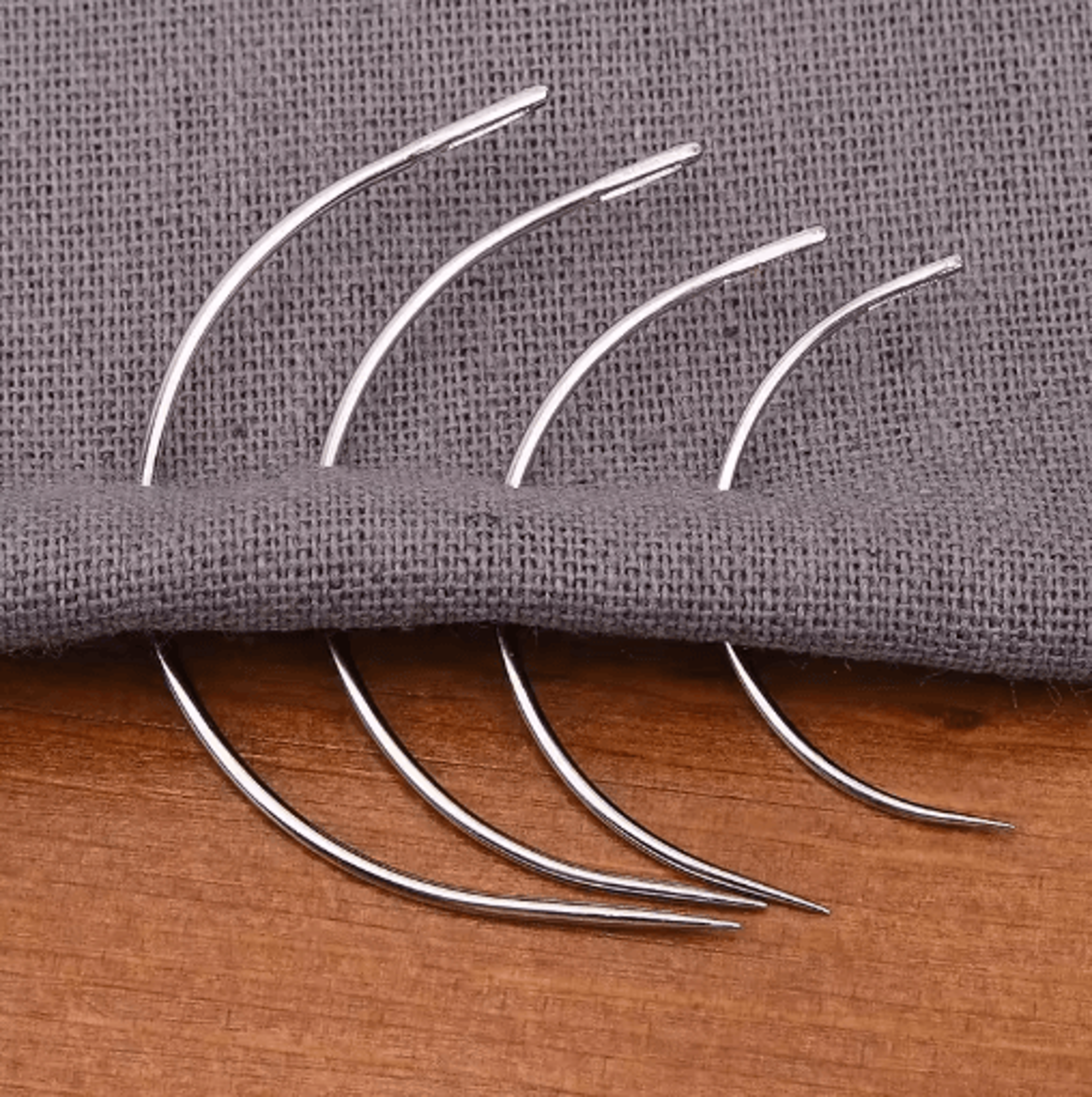 C Type Curved Leather Sewing Needles Set For Hand Stitching 4 PCS 0