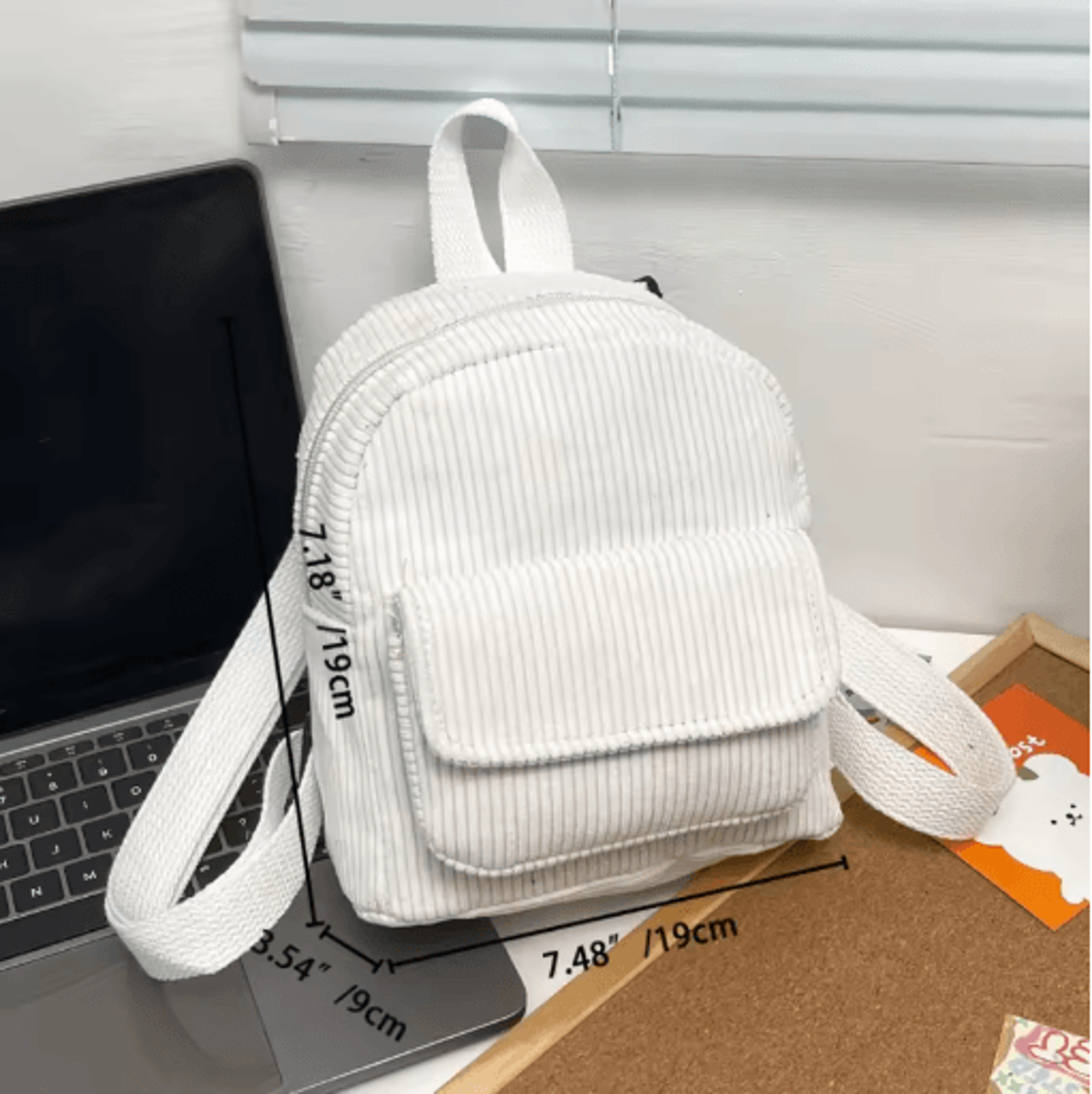 Corduroy Mini Backpack For Girls Lightweight Casual Travel And School Rucksack 4