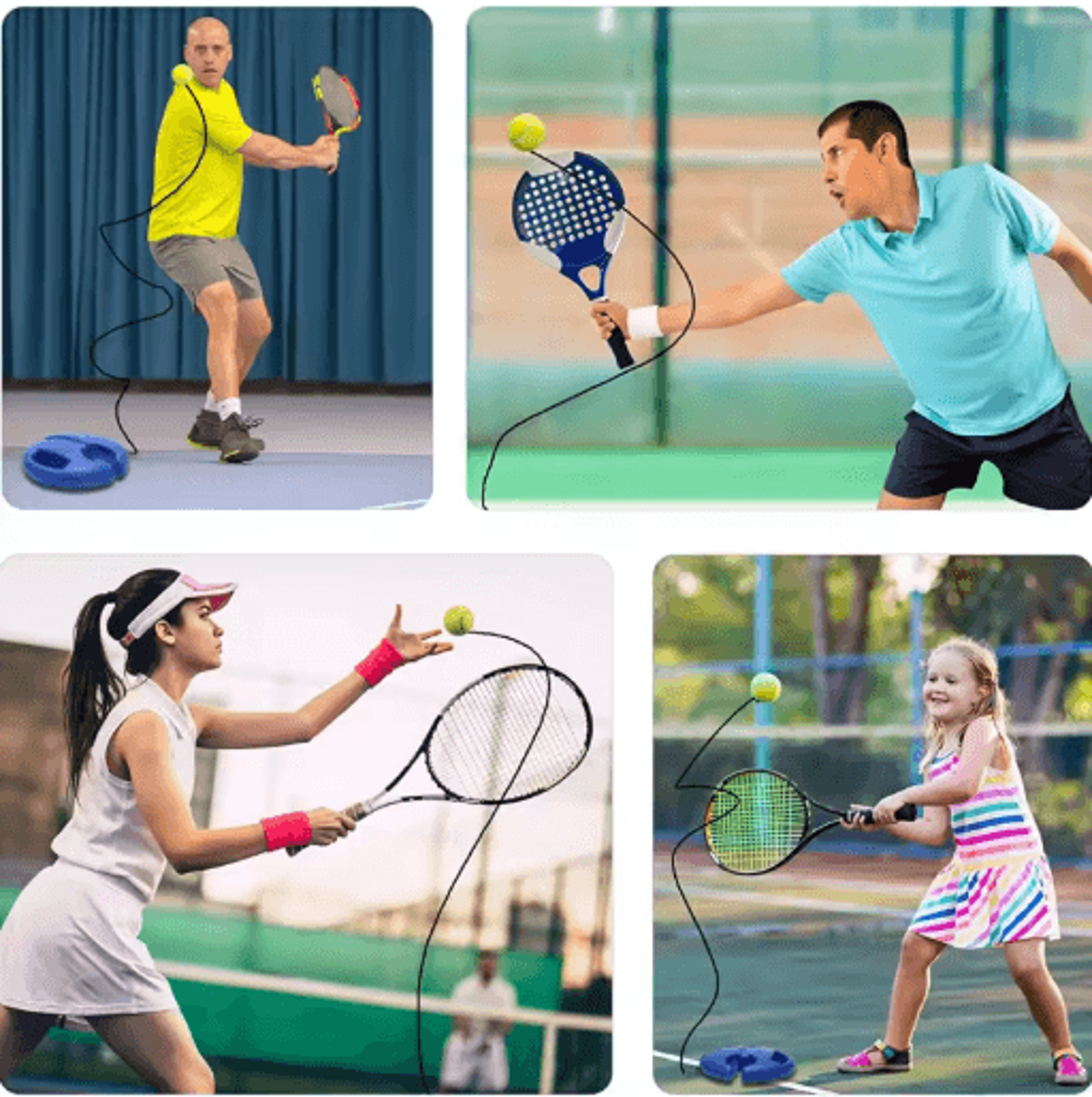 Tennis Trainer Rebound Ball Set  Self Practice Training Tool With String  Baseboard 3