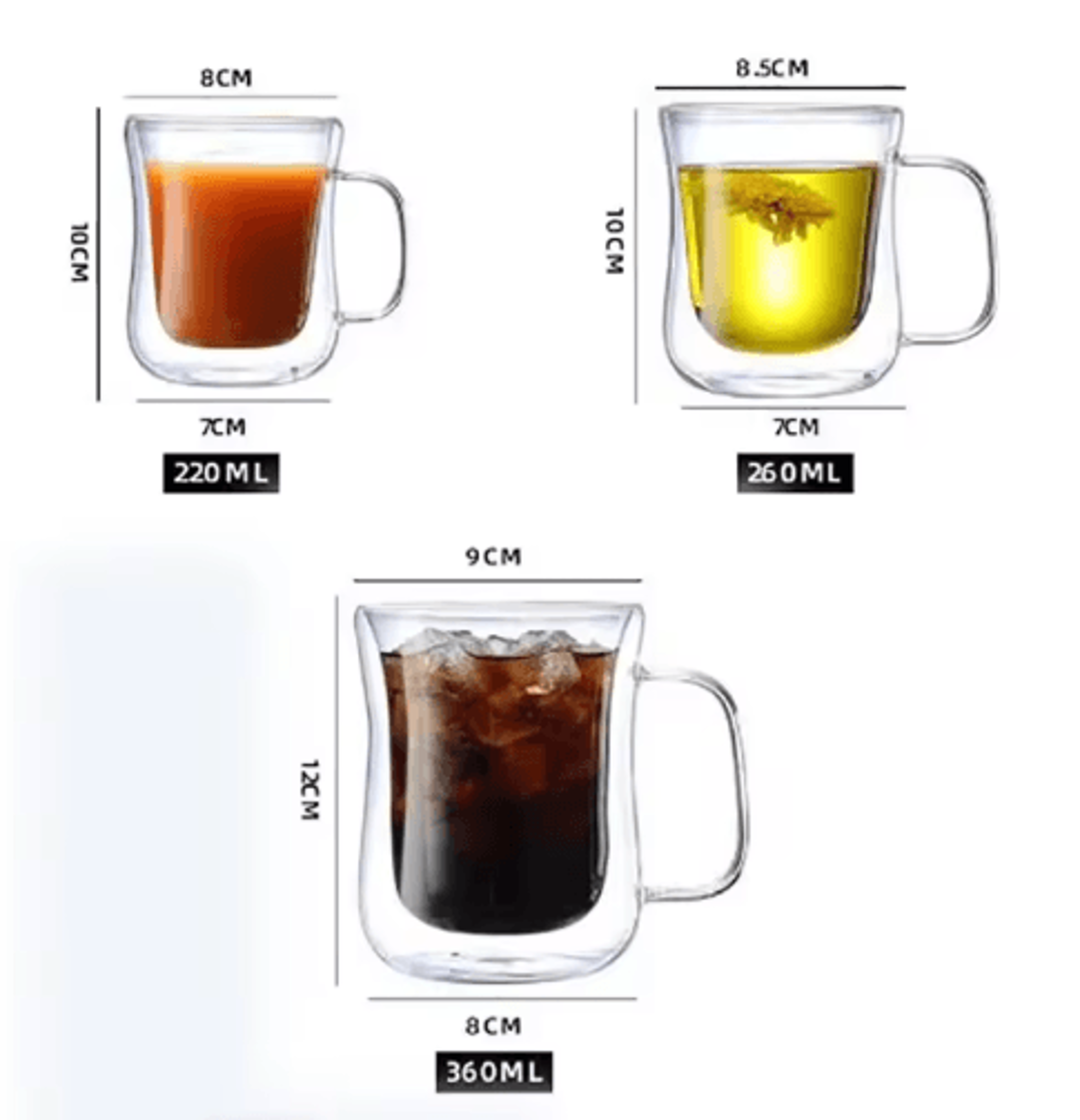 Handmade Double Wall Glass Cup Set  HeatResistant Transparent Beer Coffee  Whiskey Mugs 4