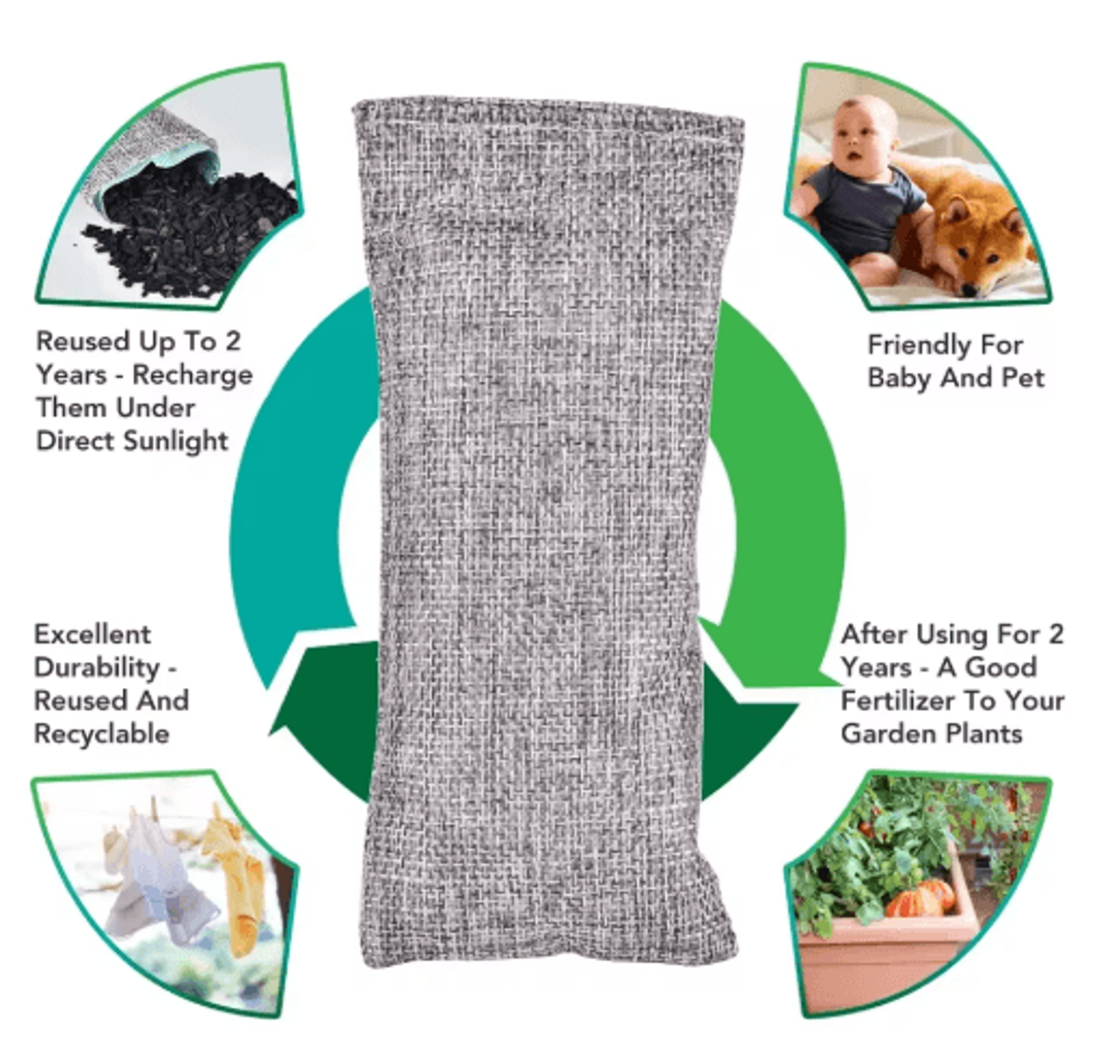 Bamboo Charcoal Air Purifying Bags  10PCS Activated Odor  Moisture Absorbers 1