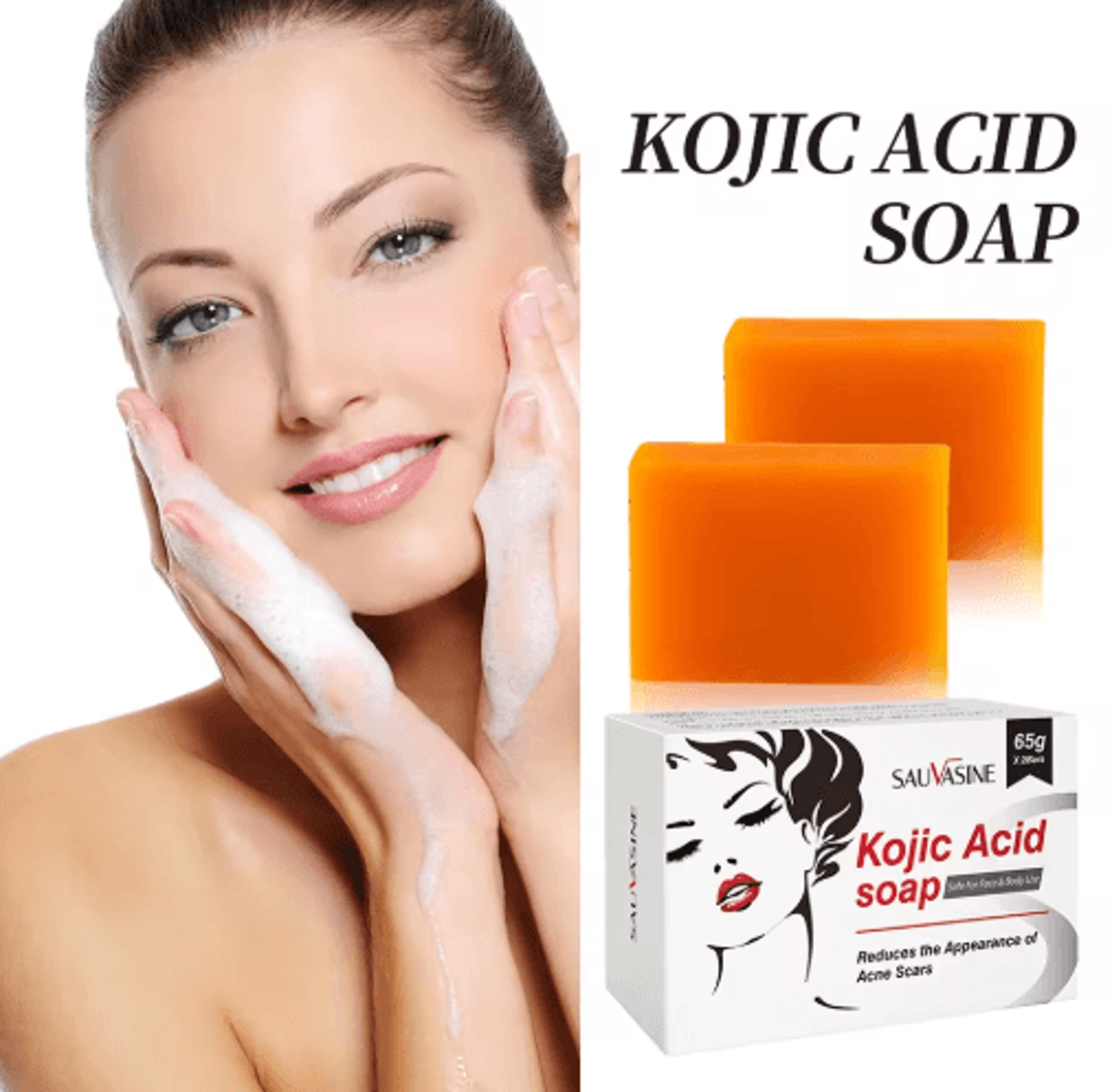 Kojic Acid Brightening Soap Set 65g By2  Deep Cleansing  Even Tone Facial Bar 0