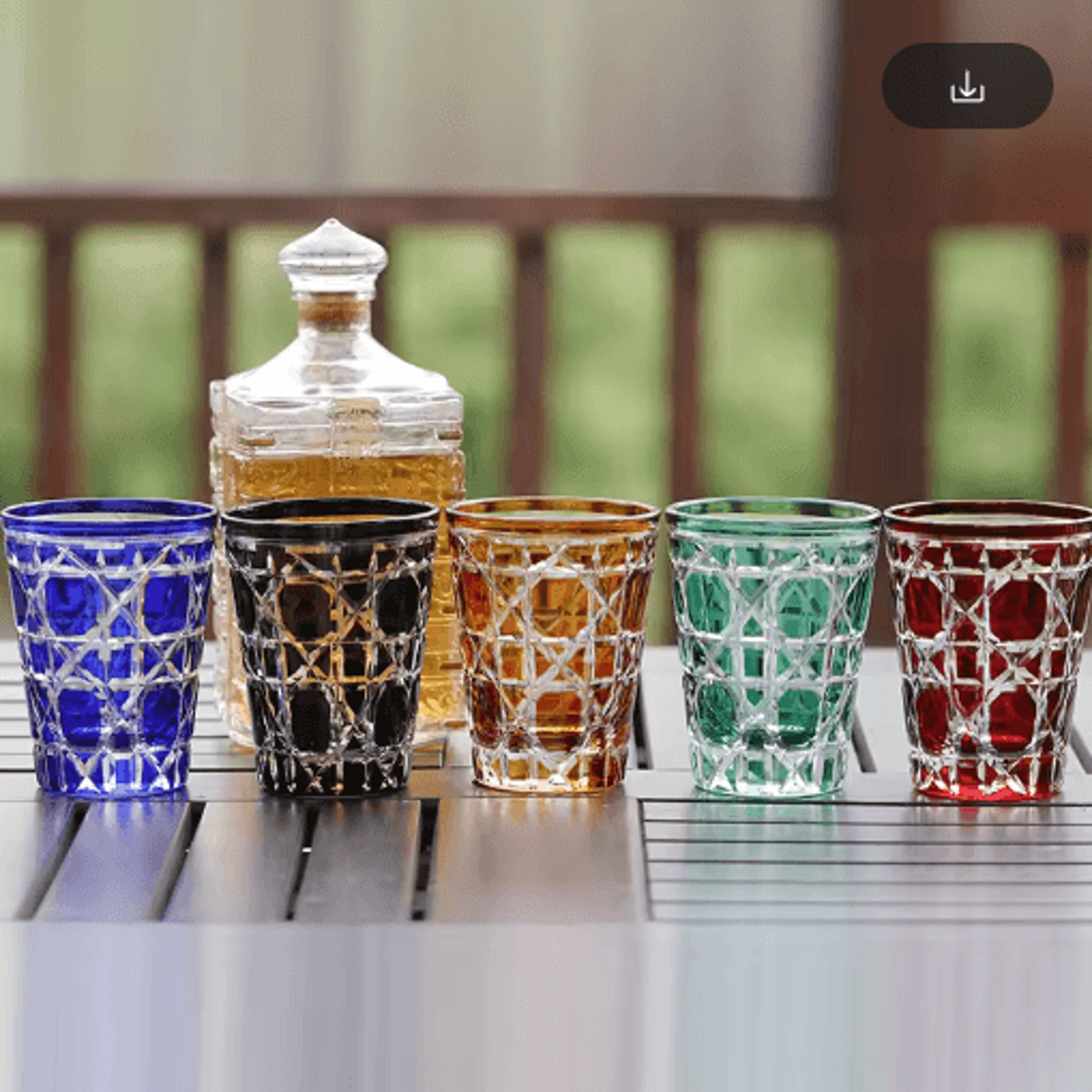 Hand Cut Multi Colored Cocktail Tumbler 260 Ml Colored Whiskey Glass For Coffee Water And Spirits 0