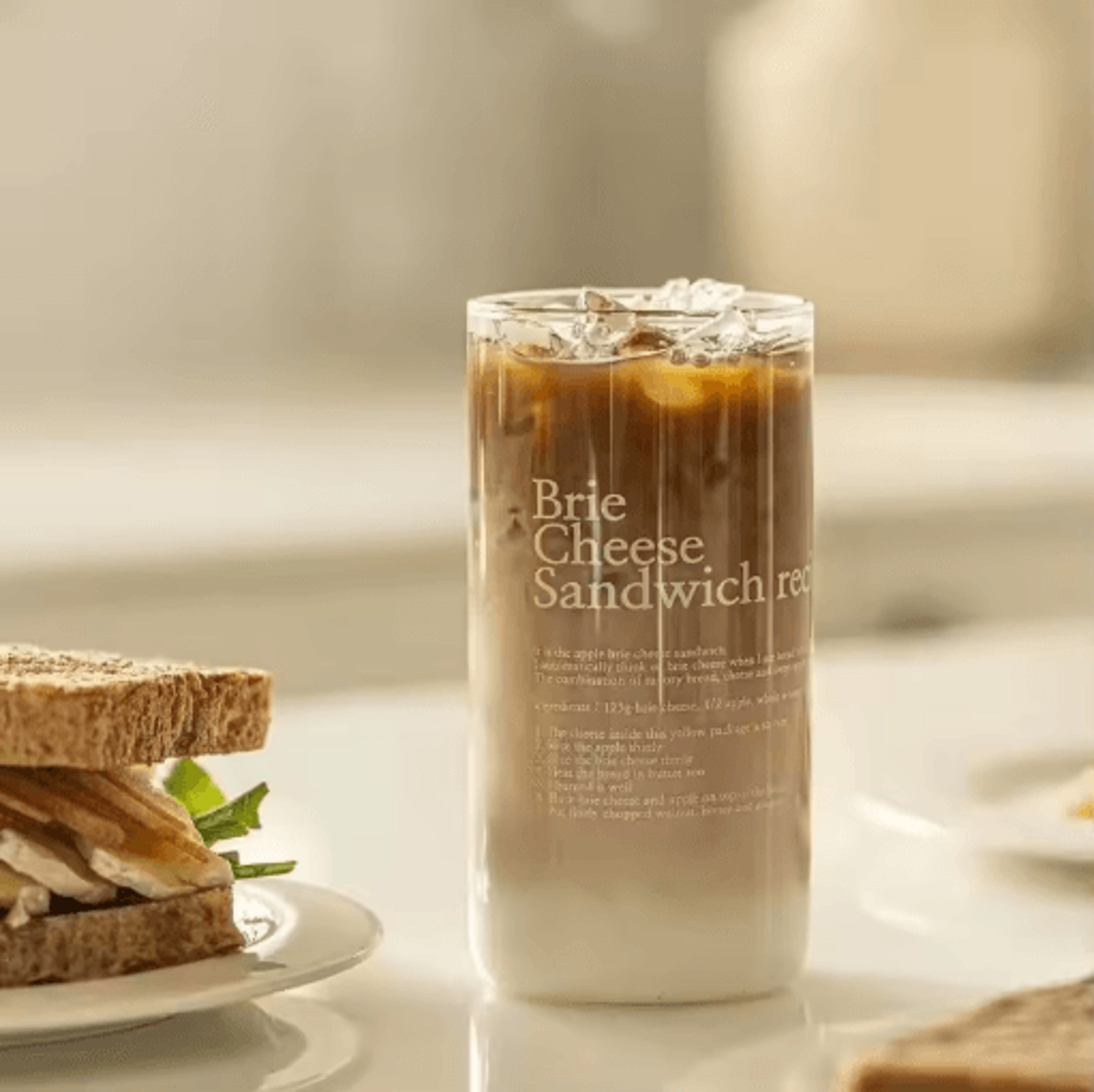 Korean Style Glass Tumbler With English Letter Design Heat Resistant Clear Coffee And Tea Mug 1