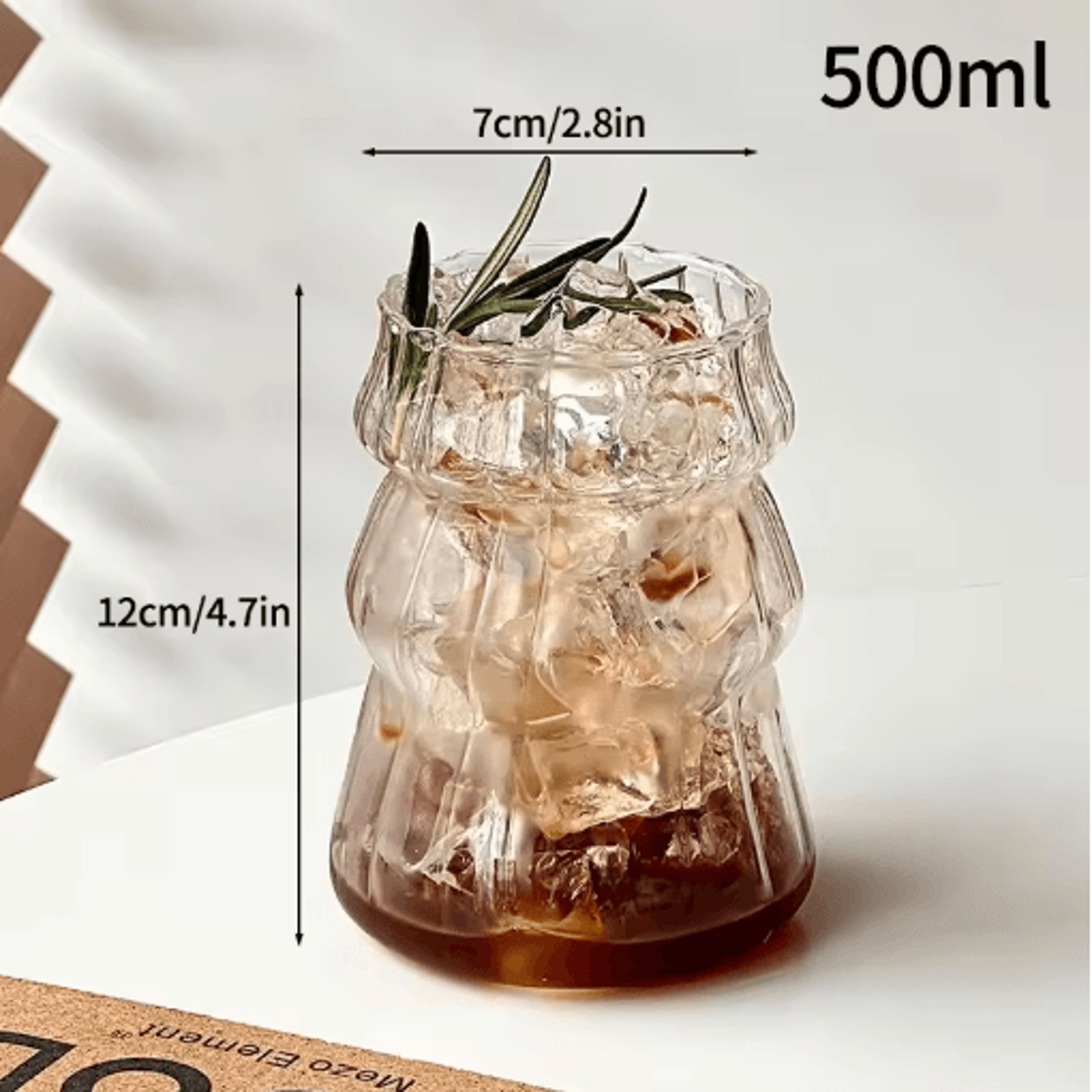 INS Style Transparent Glass Coffee Mug Heat Resistant Ripple Tumbler For Cocktails And Beverages 1  11