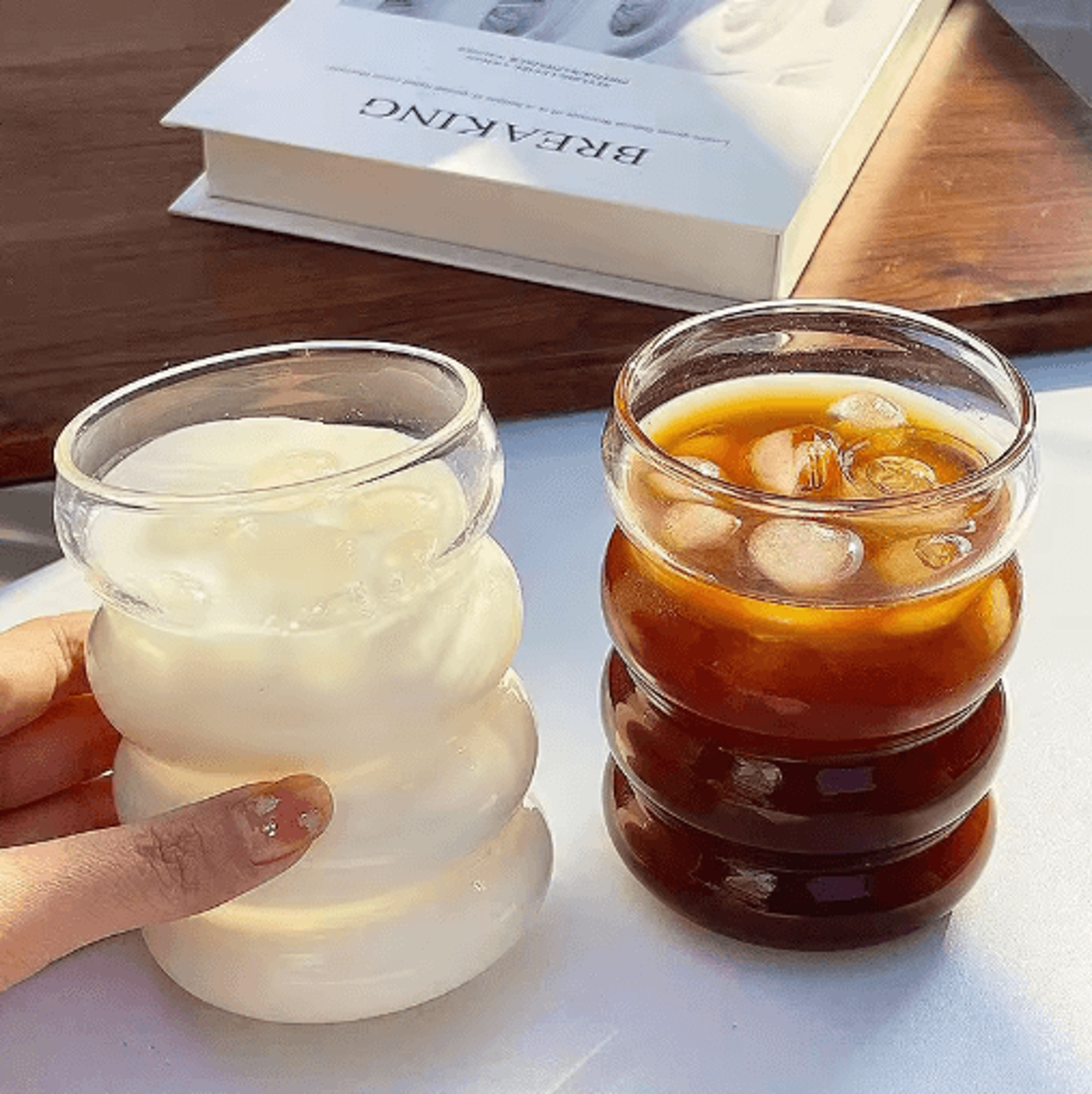 INS Style Transparent Glass Coffee Mug Heat Resistant Ripple Tumbler For Cocktails And Beverages 1  22