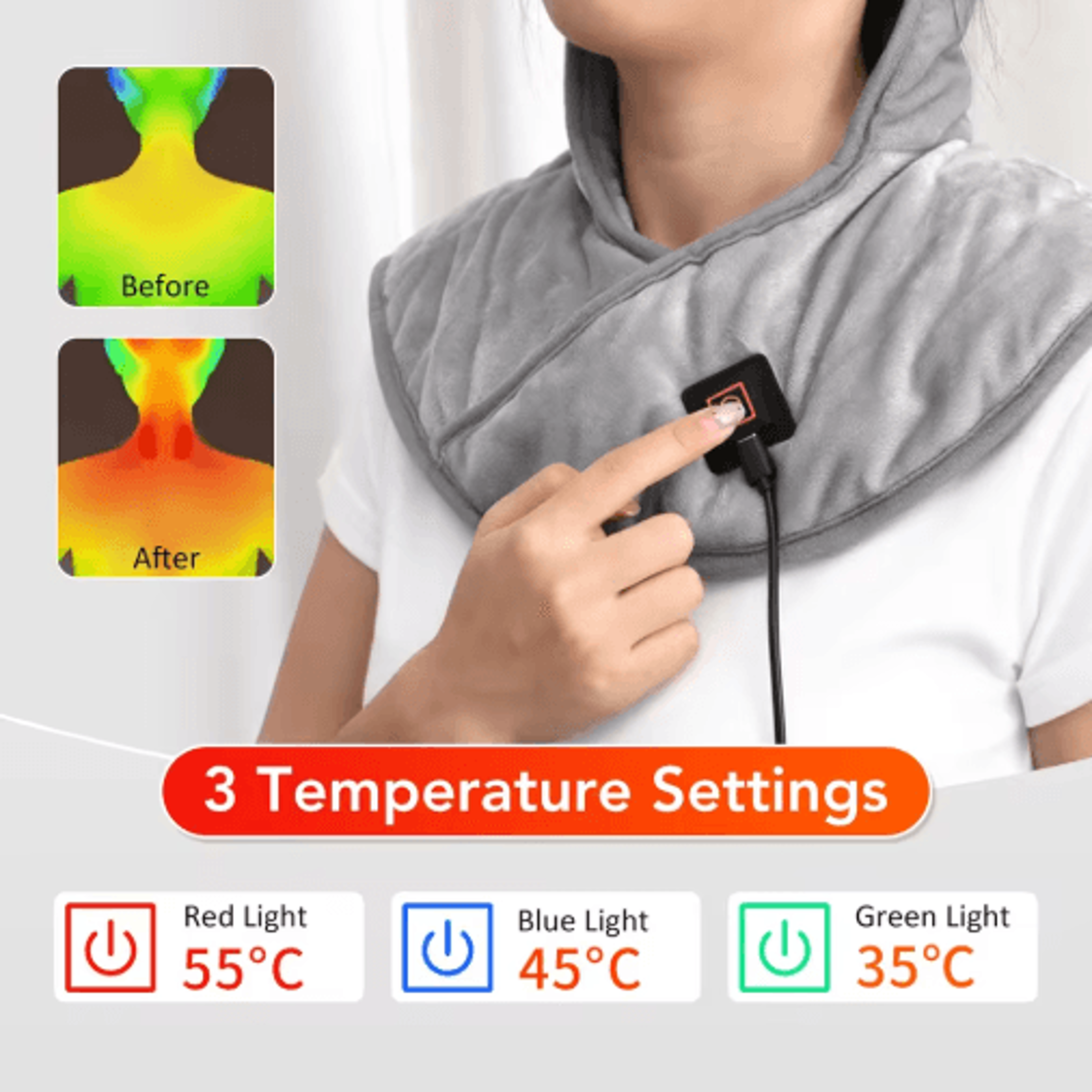 Electric Heating Shoulder  Neck Pad  Cervical Thermal Wrap With 3 Heat Levels For Home  Office 6