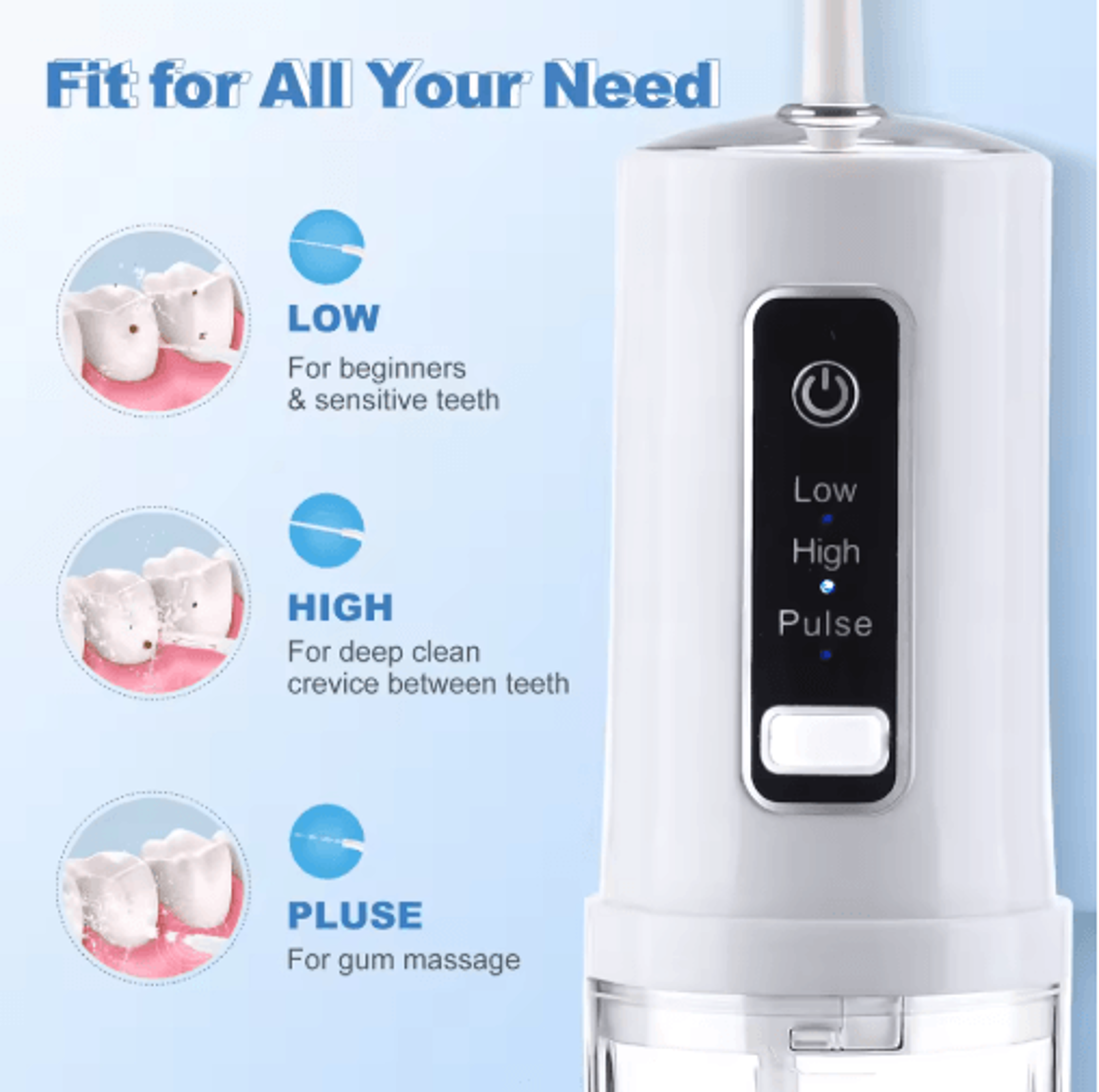 Cordless Water Dental Flosser  3Mode Rechargeable Portable Oral Irrigator IPX7 Waterproof 6