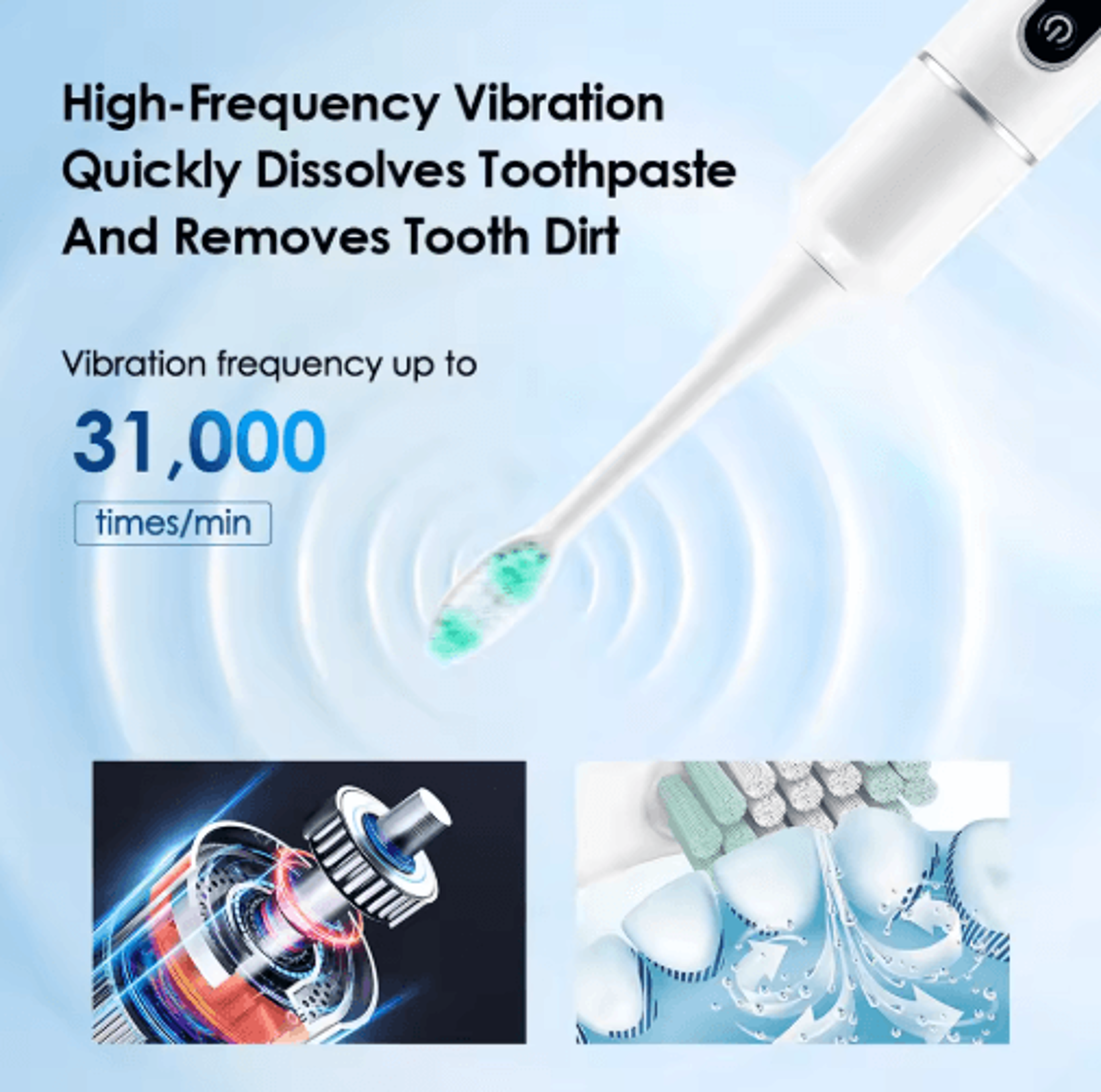 Sonic Electric Toothbrush For Adults  31000 VPM Deep Clean With 6 Modes  6 Brush Heads 8