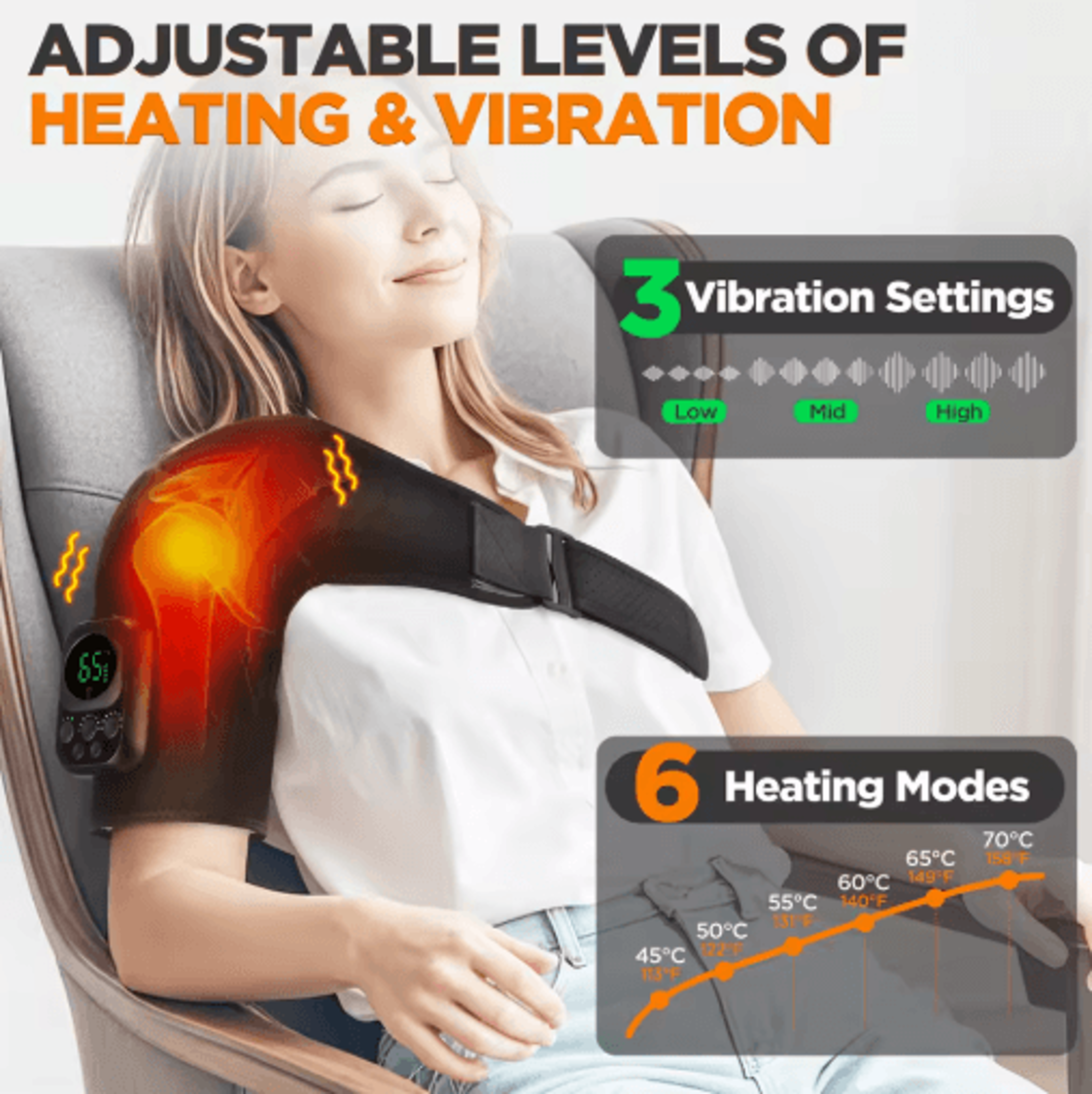 RelaxThera Pro Electric Shoulder Massager With Heat  Vibration Support 6